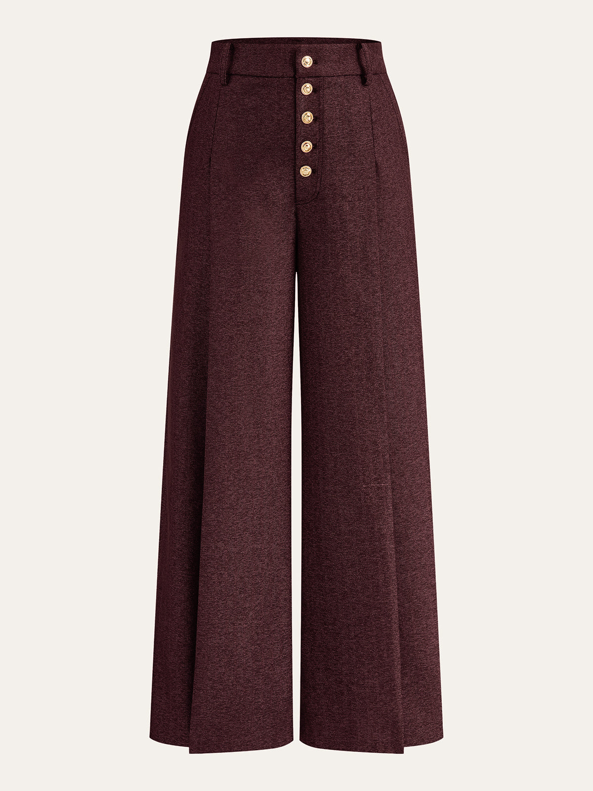 Pantalon large taille haute boutonné sur le devant