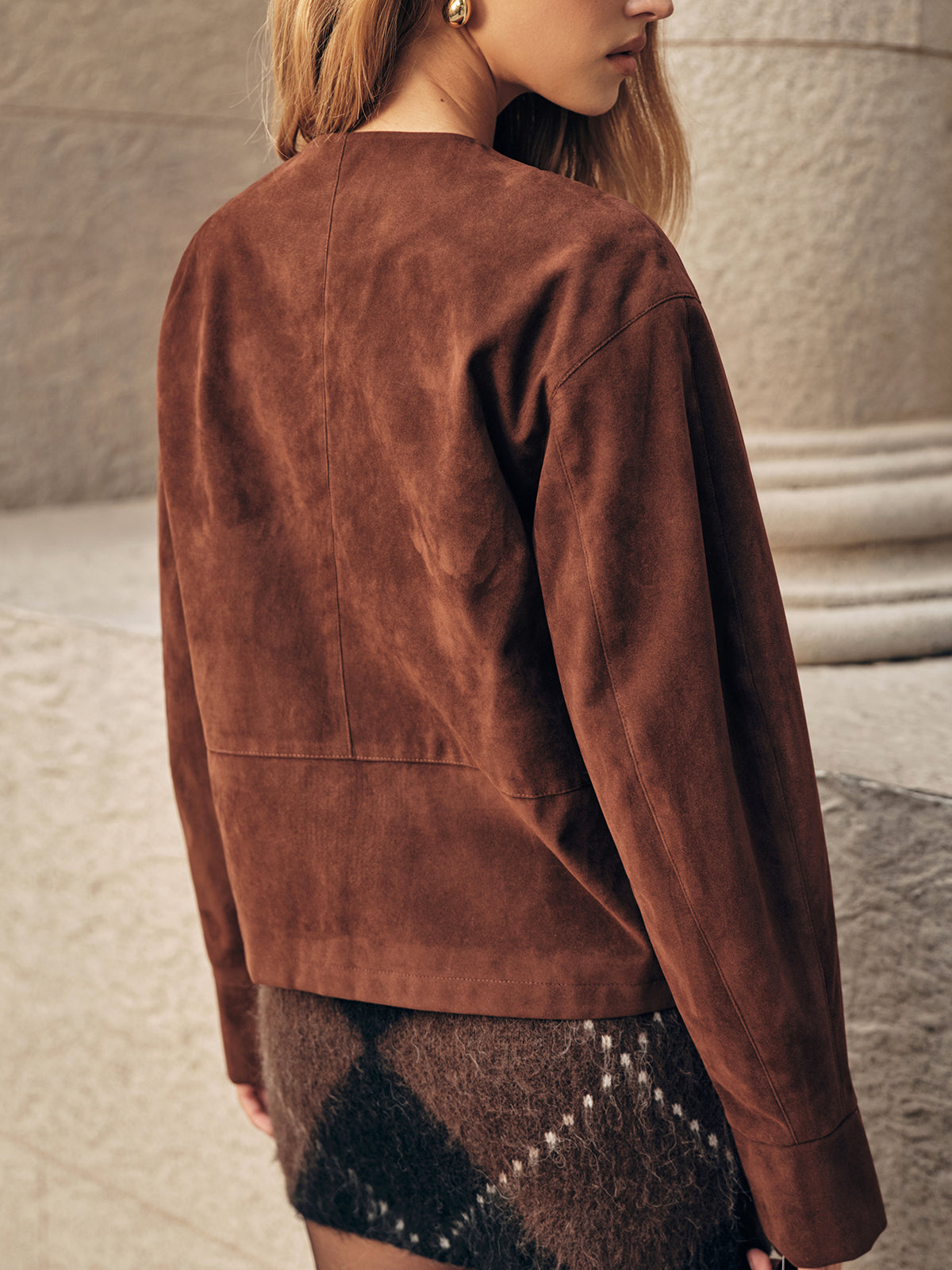 Jacke mit Wildleder-Effekt und Metallknöpfen