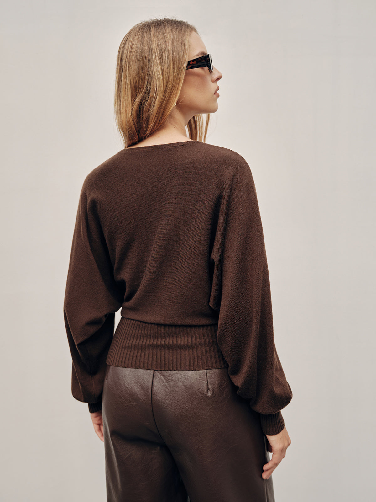 Tie-Waist V-Neck Wool-Blend Sweater