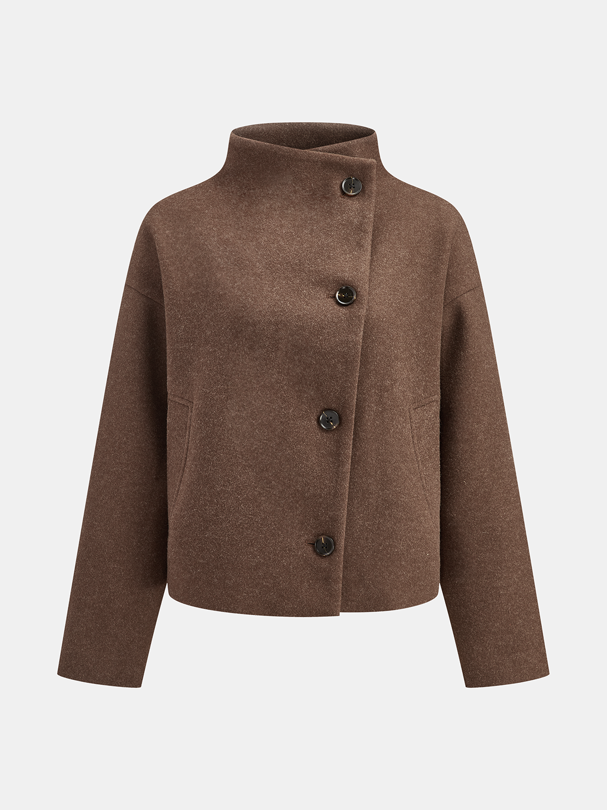 Veste asymétrique en tweed boutonnée