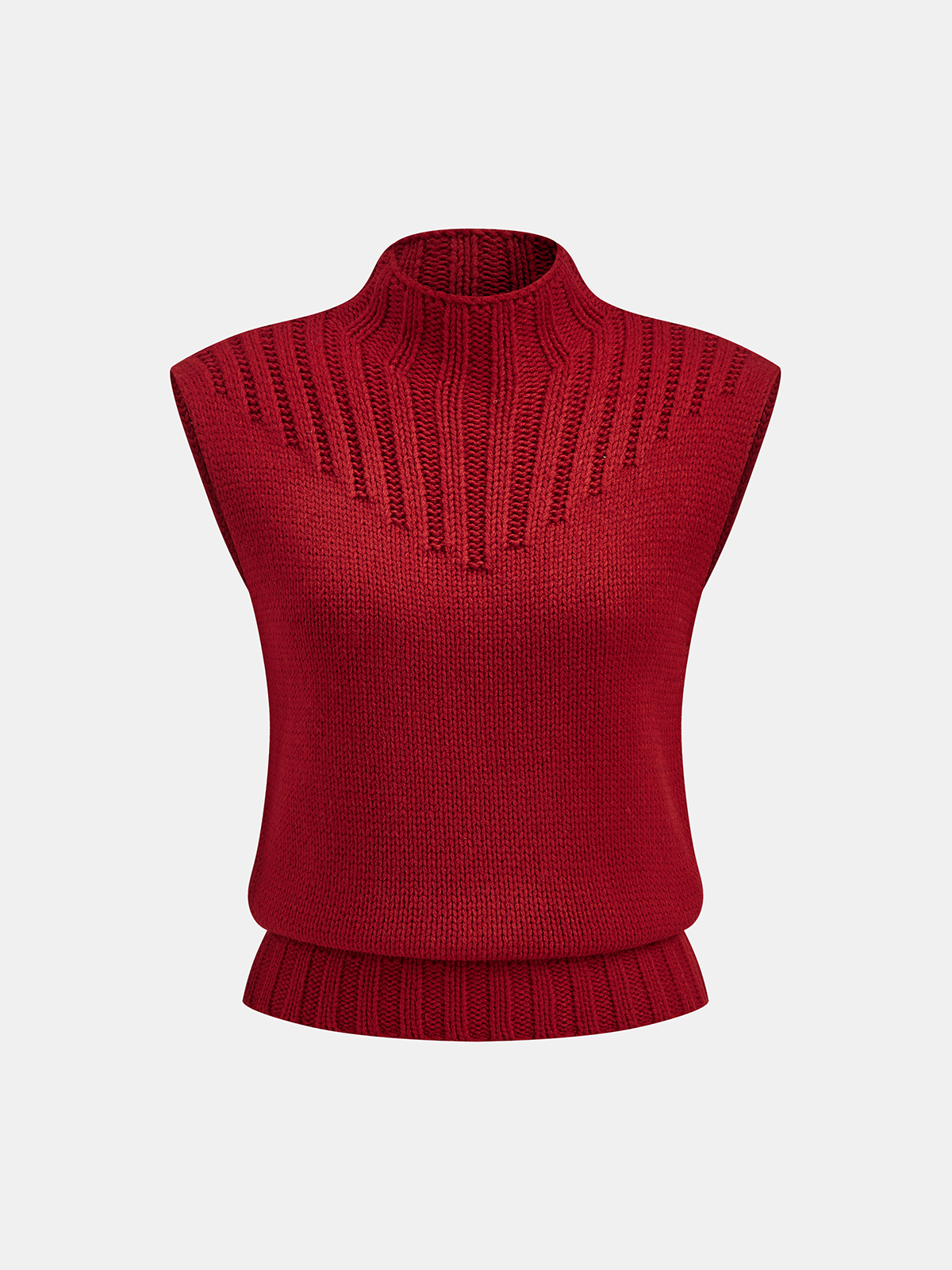 Ärmellose Strickweste mit Stehkragen