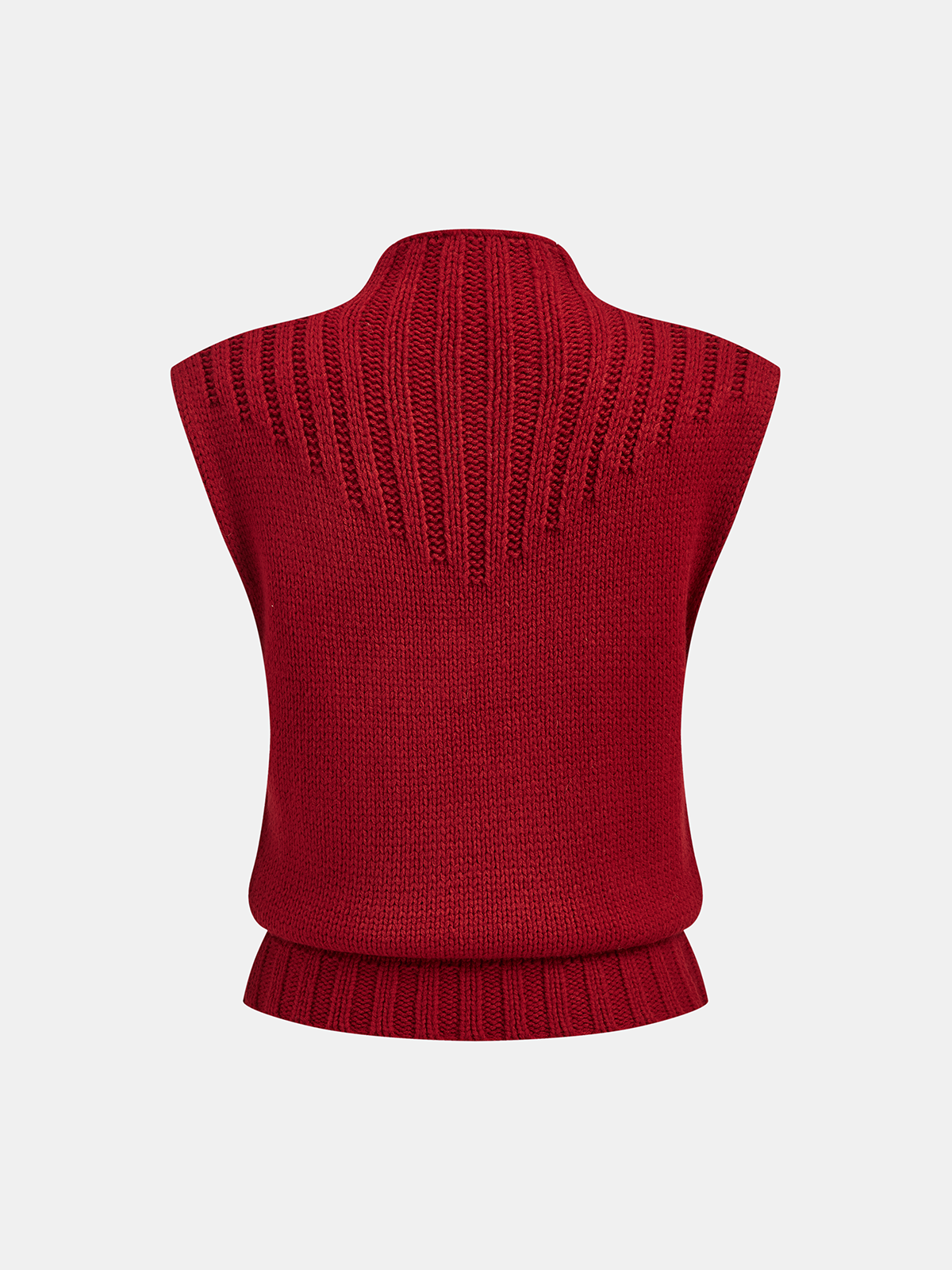 Ärmellose Strickweste mit Stehkragen