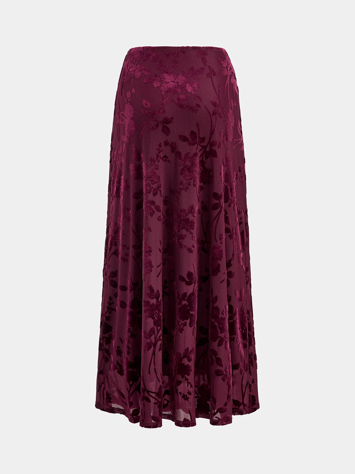 Jupe longue en jacquard floral et maille