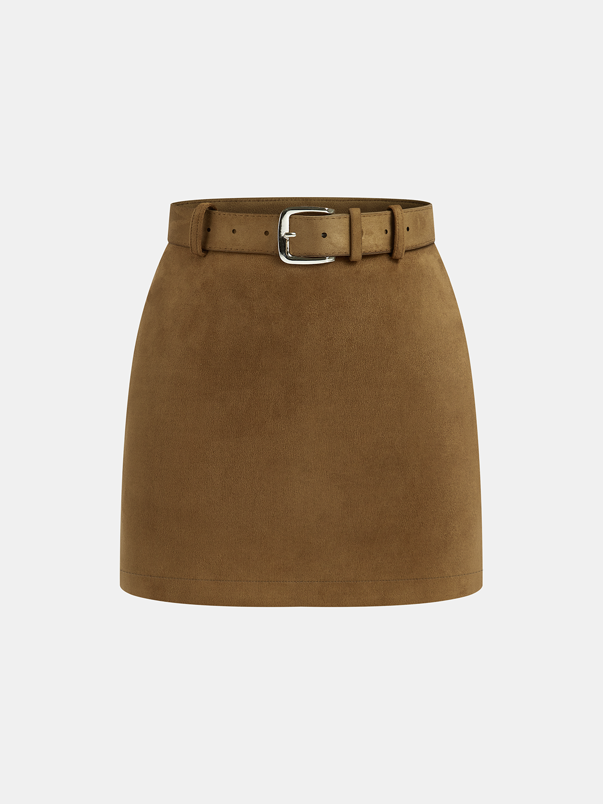 Belted Suede Effect Mini Skirt