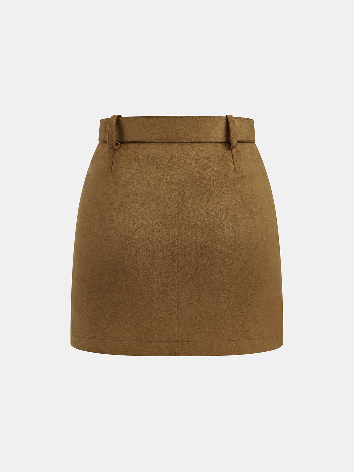 Belted Suede Effect Mini Skirt