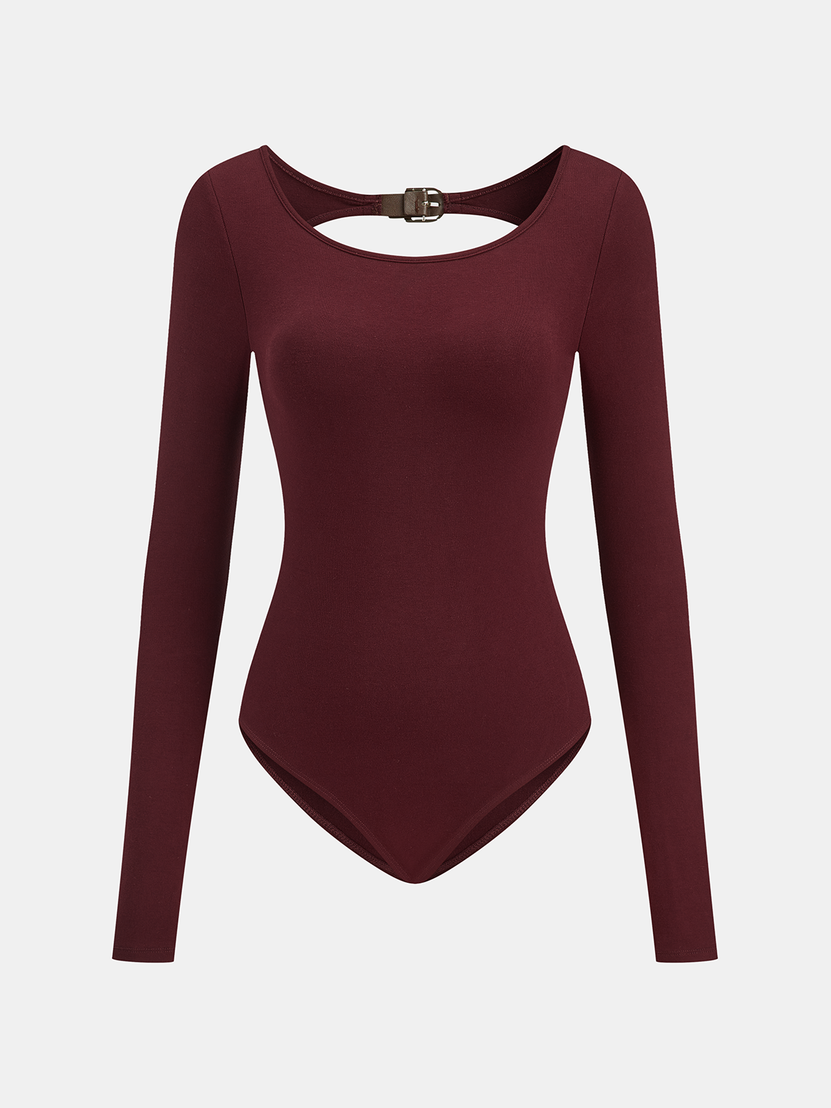 Body sans soutien-gorge à manches longues, dos nu et détails boucles