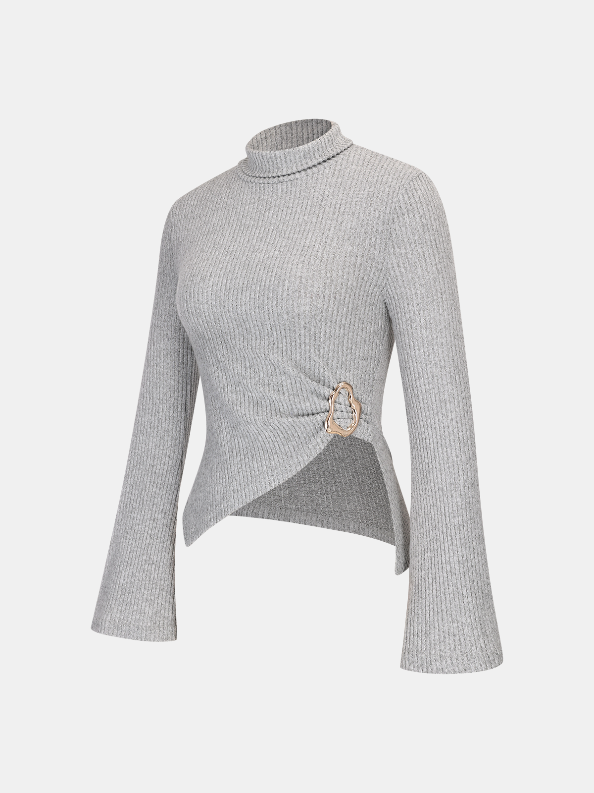 Ribbed Knit Top and Flared Pants Set