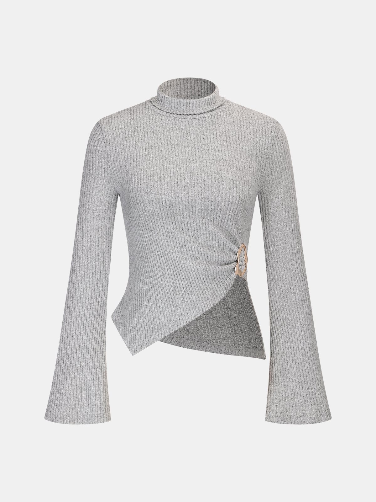 Ribbed Knit Top and Flared Pants Set