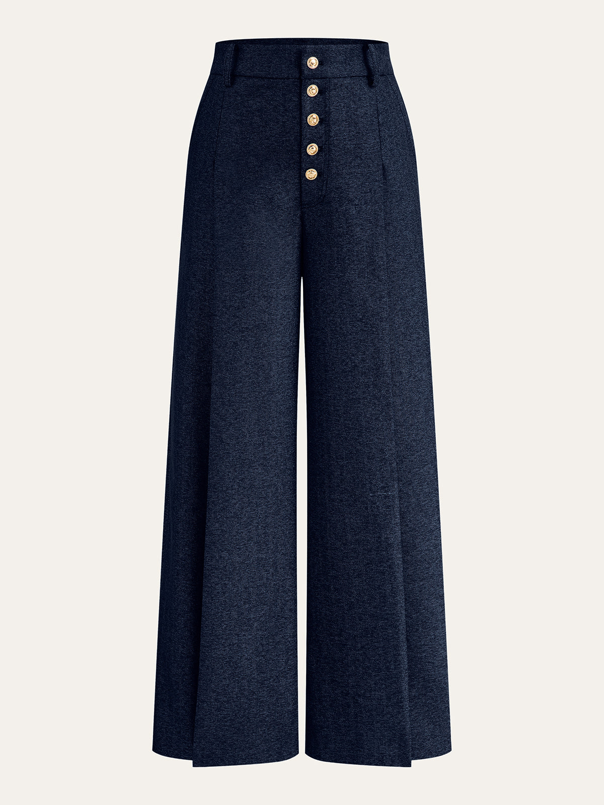 Pantalon large taille haute boutonné sur le devant