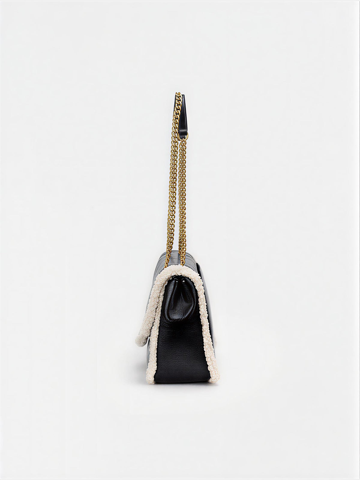 Chain Strap Shearling Trim Shoulder Bag