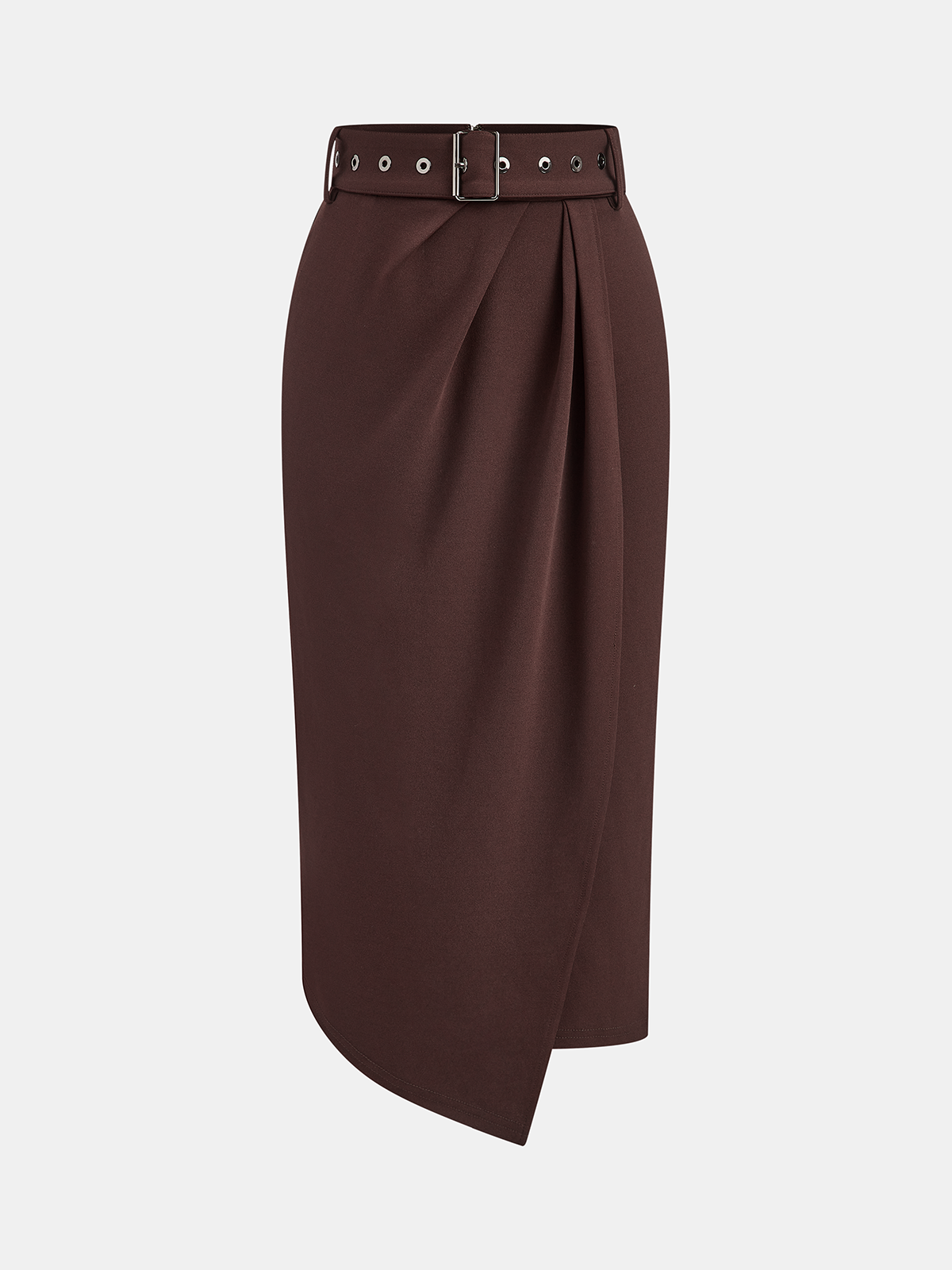 Jupe midi asymétrique ceinturée