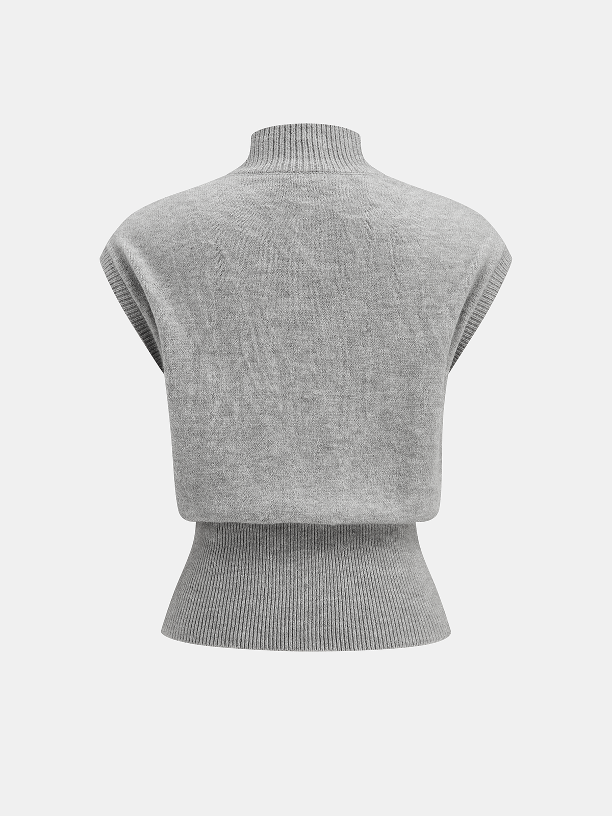 Strickweste mit Reißverschluss, Stehkragen und ohne Ärmel