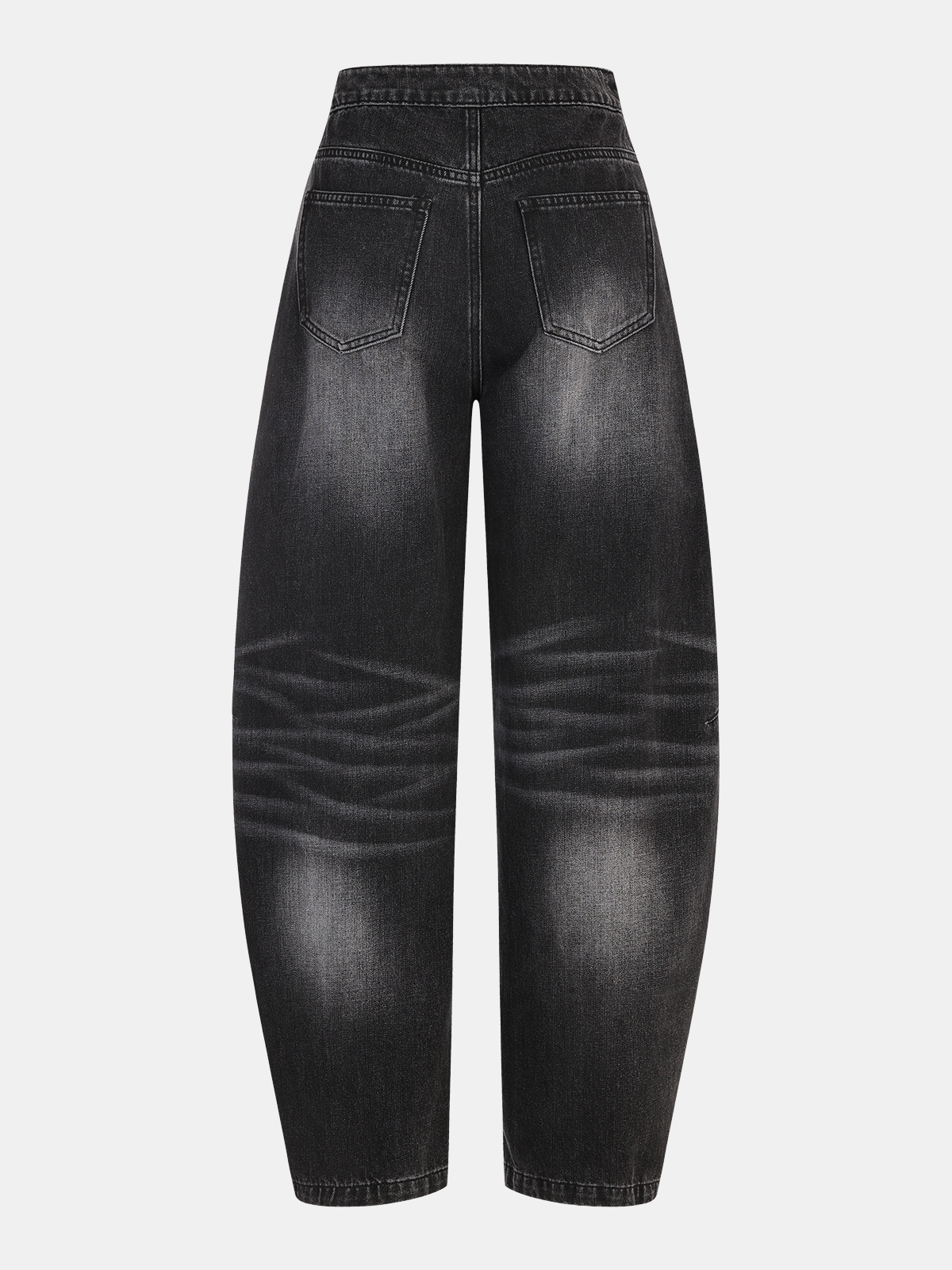 Washed Denim Curved-Leg Jeans