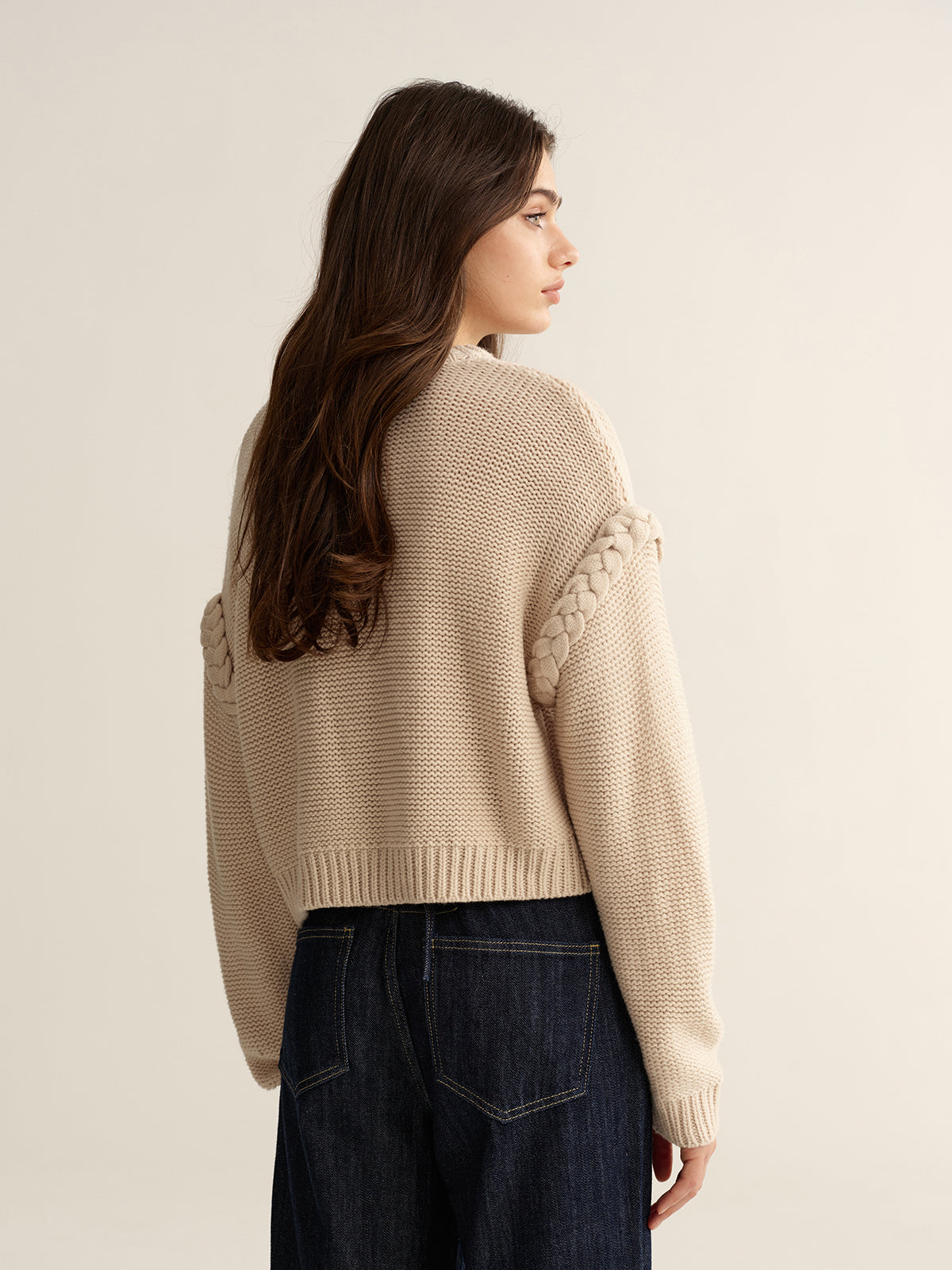 Crew Neck Cable Knit Sweater