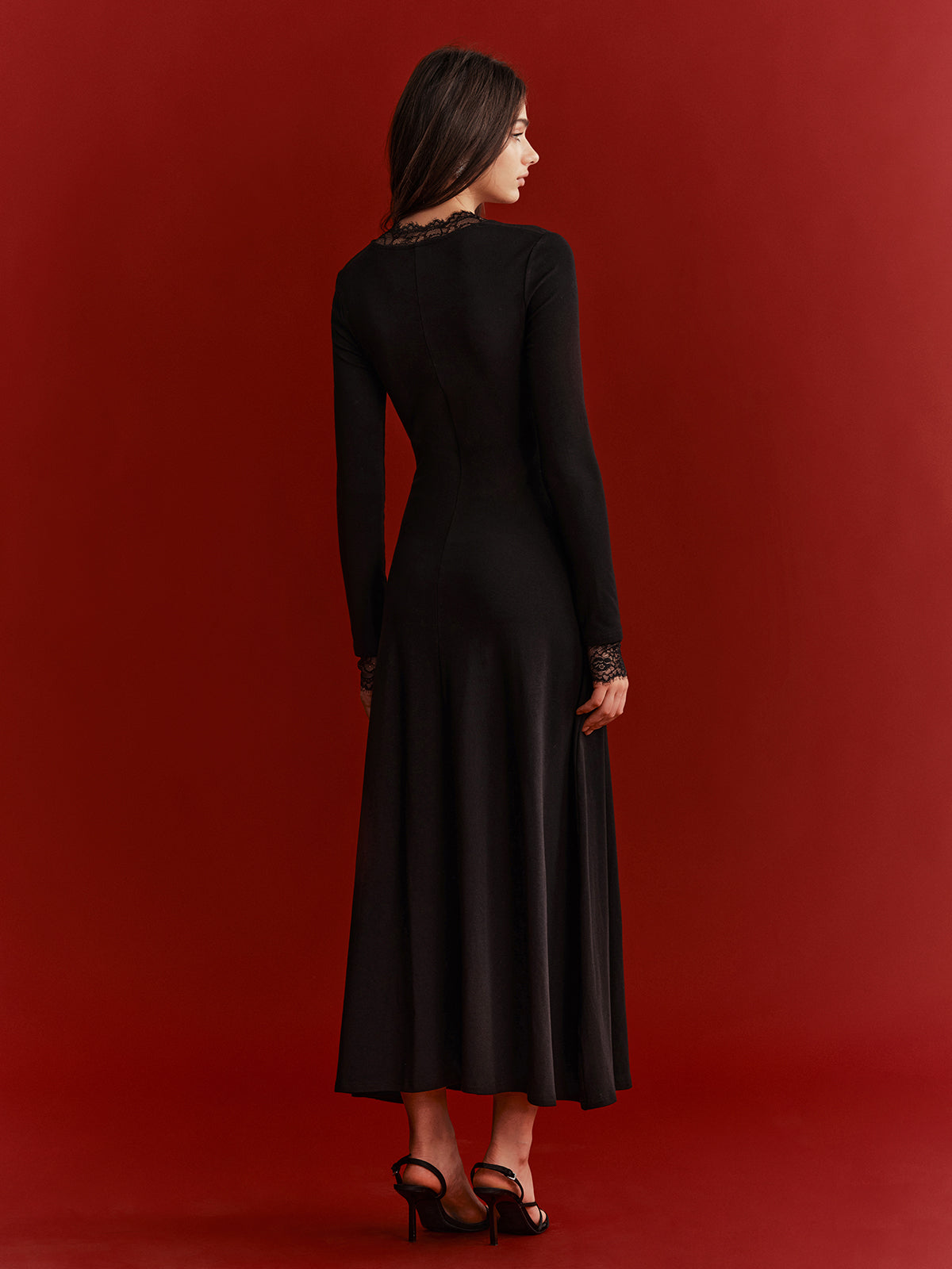 Lace Trim Twist Maxi Dress