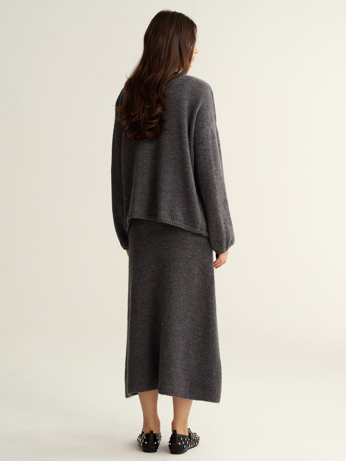 Ensemble deux pièces robe et cardigan en maille florale 3D