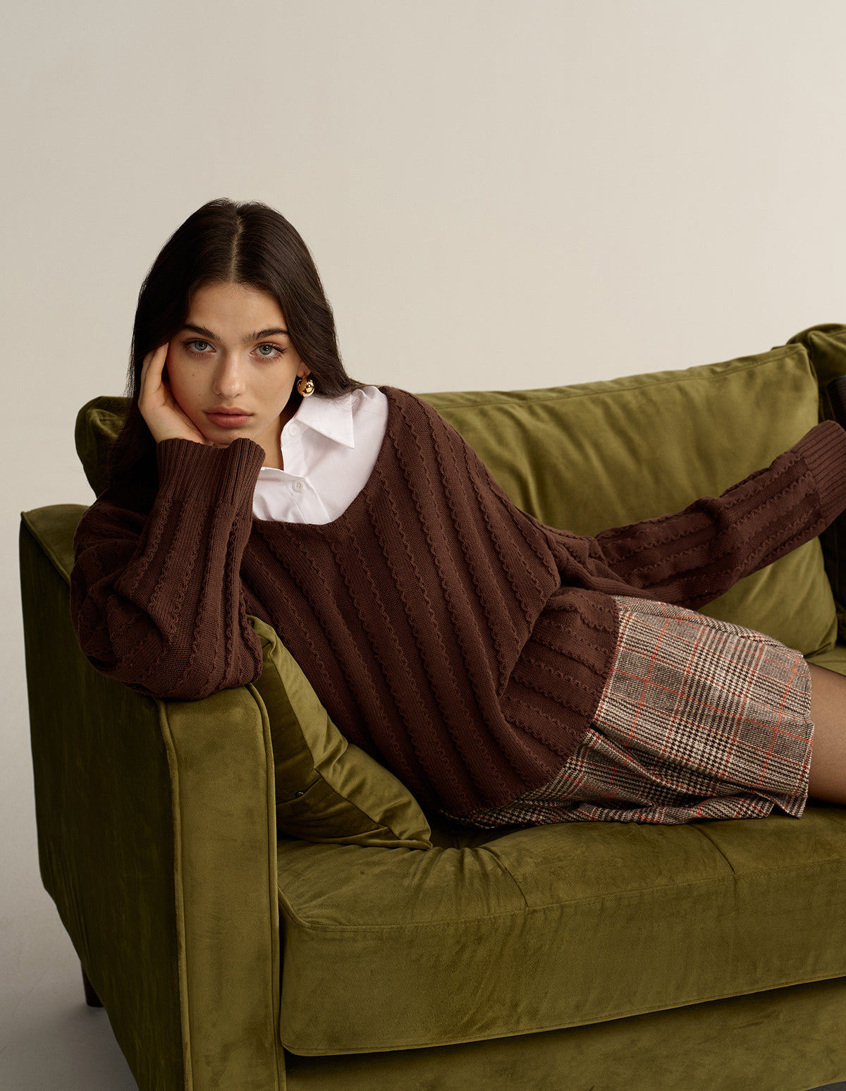 Loose V-Neck Textured Sweater