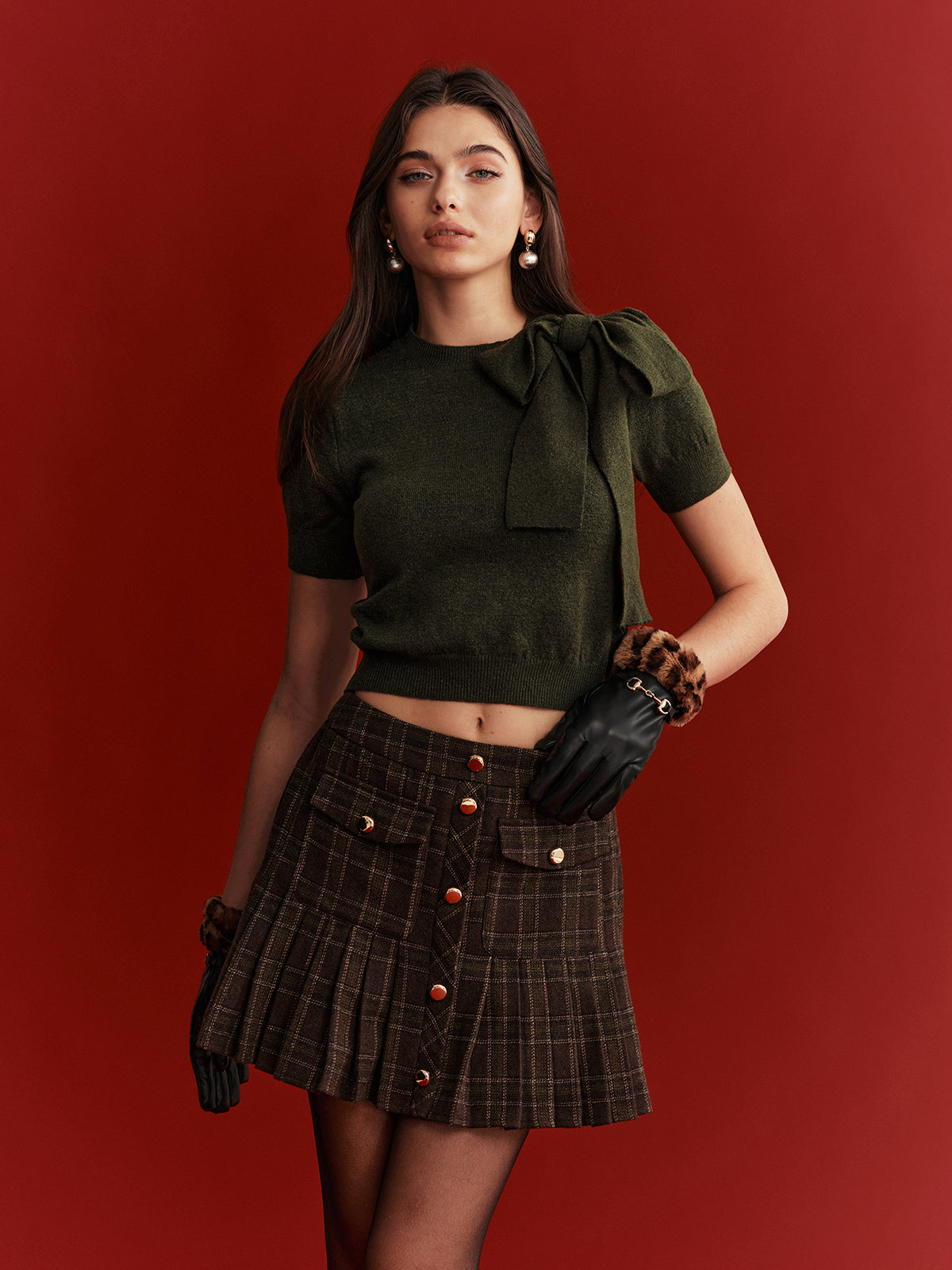 Bow Detail Knit Crop Top