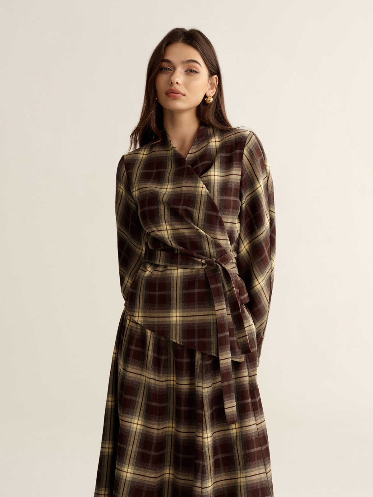 Chemise ajustée portefeuille à carreaux asymétriques