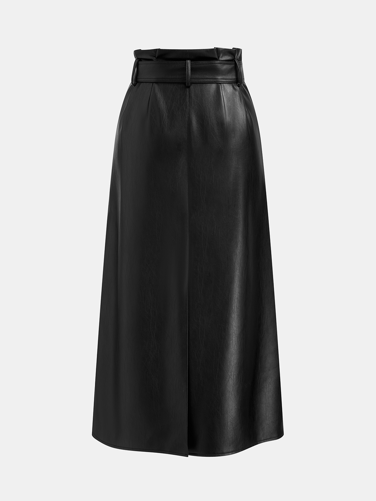 Jupe longue plissée en similicuir avec ceinture à la taille