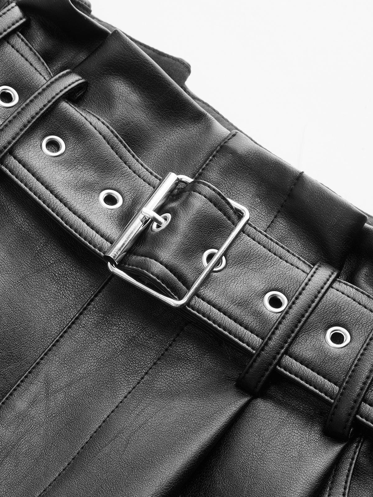 Jupe longue plissée en similicuir avec ceinture à la taille