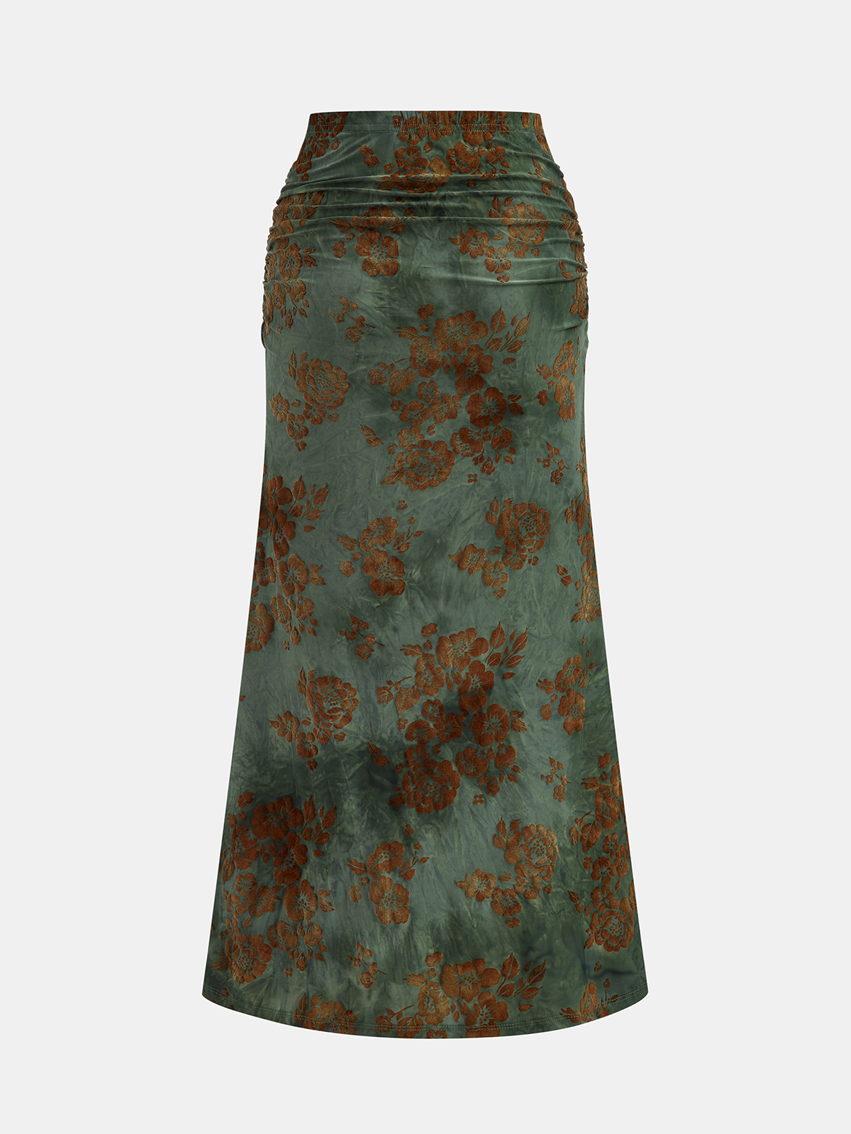 Maxirock aus floralem Jacquard mit Raffungen