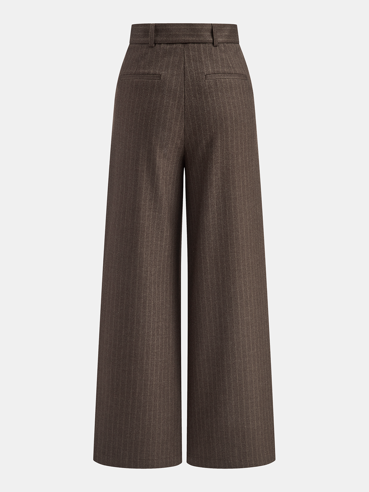 Gestreifte Mid-Waist-Hose mit weitem Bein und Gürtel