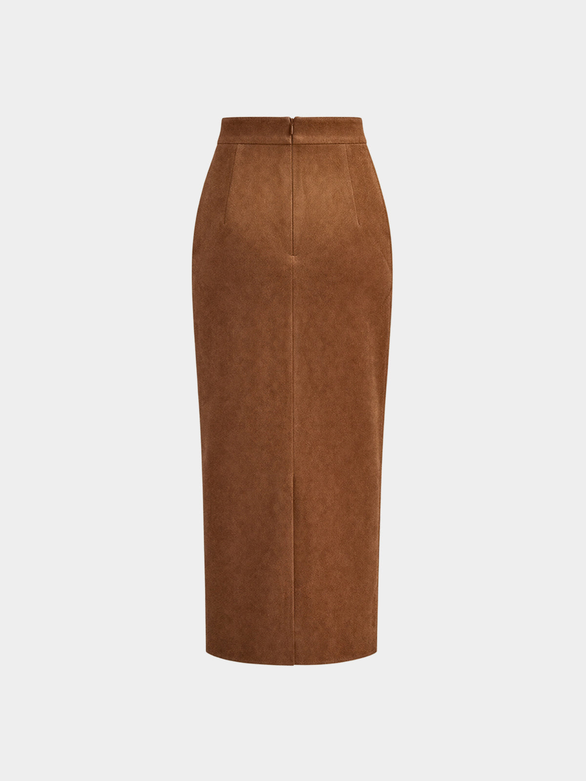 Jupe midi fendue drapée effet daim