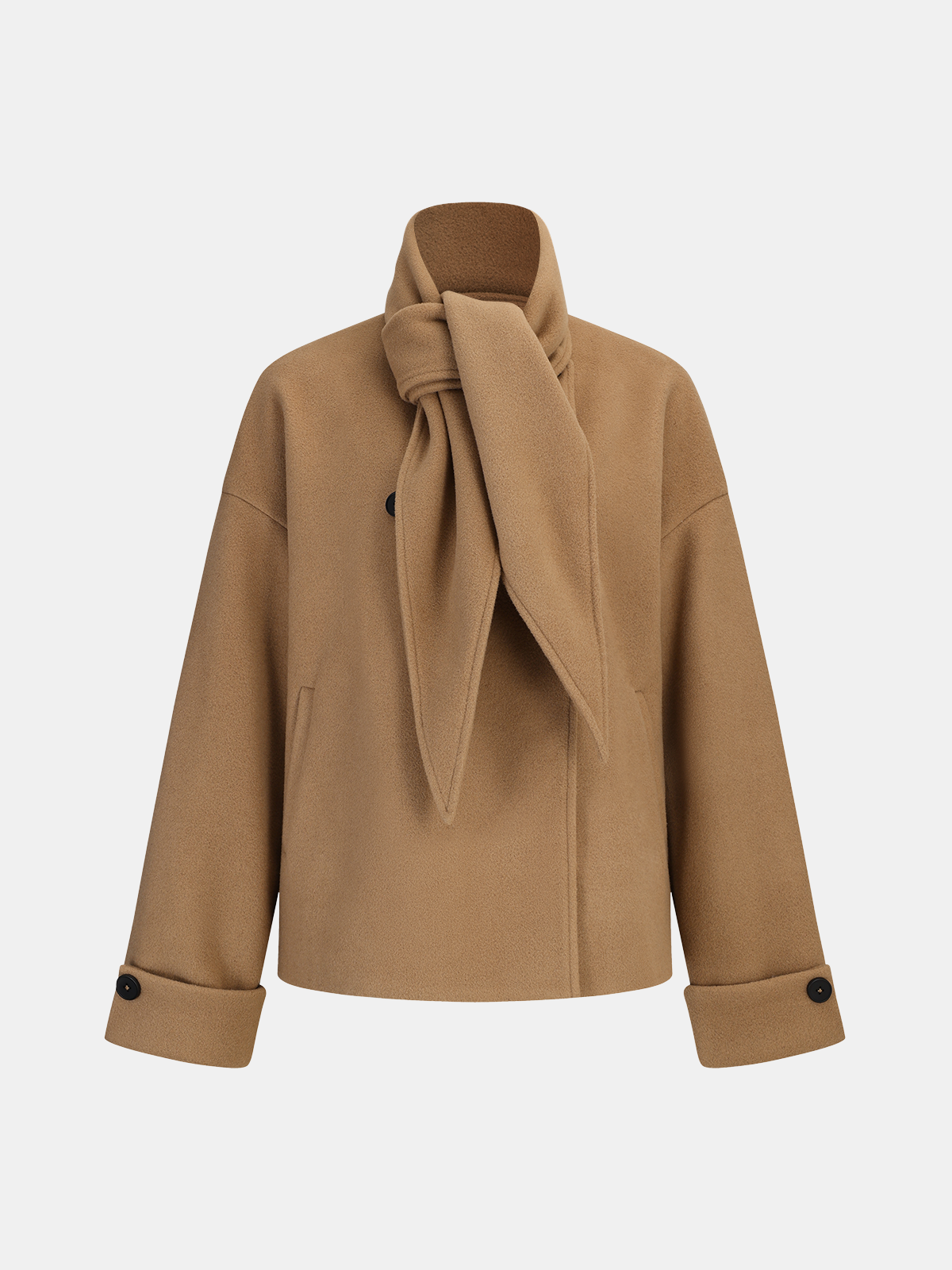 Double-Breasted Coat with Scarf Collar