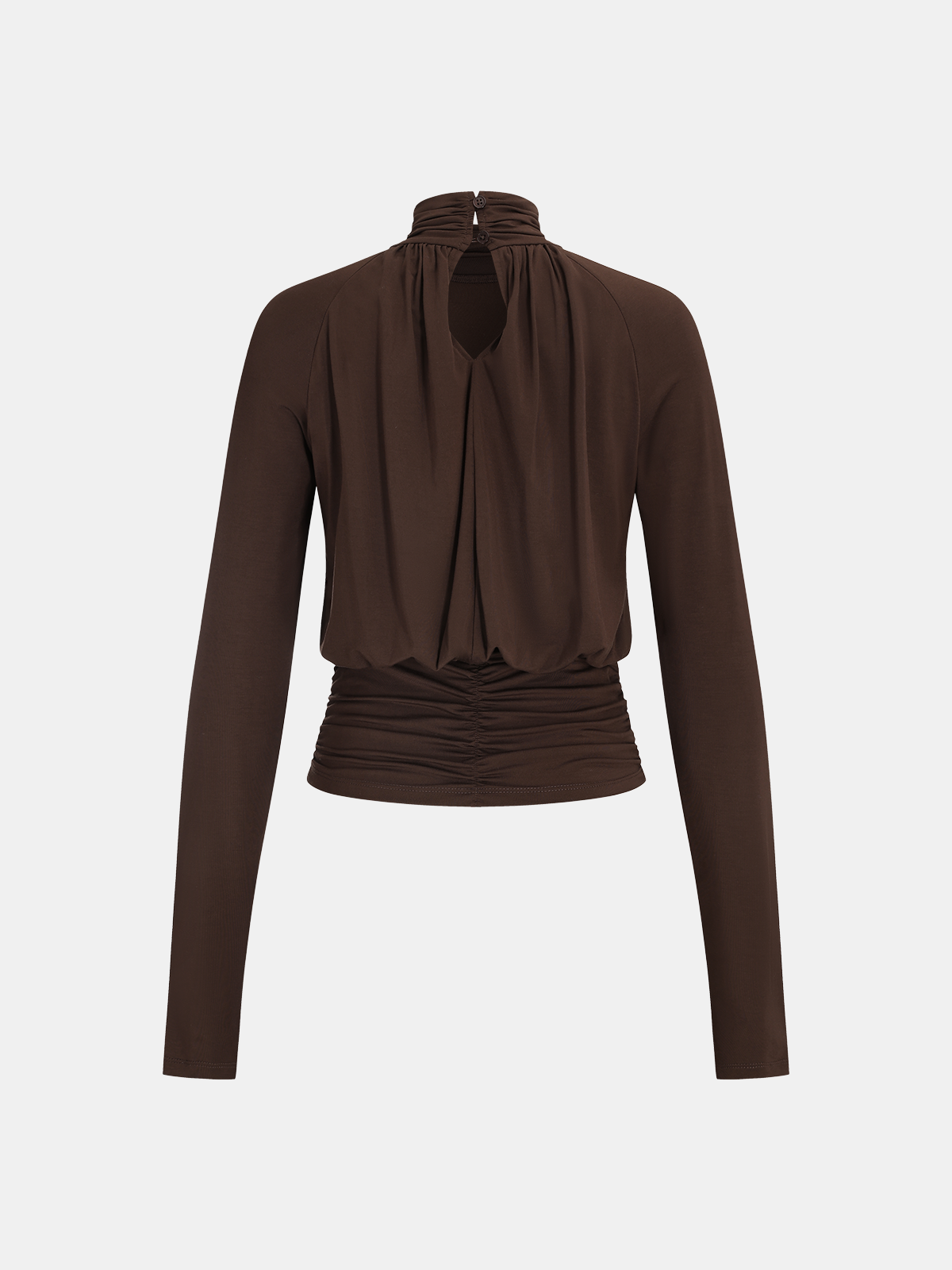 Mock Neck Ruched Modal Long-Sleeve Top