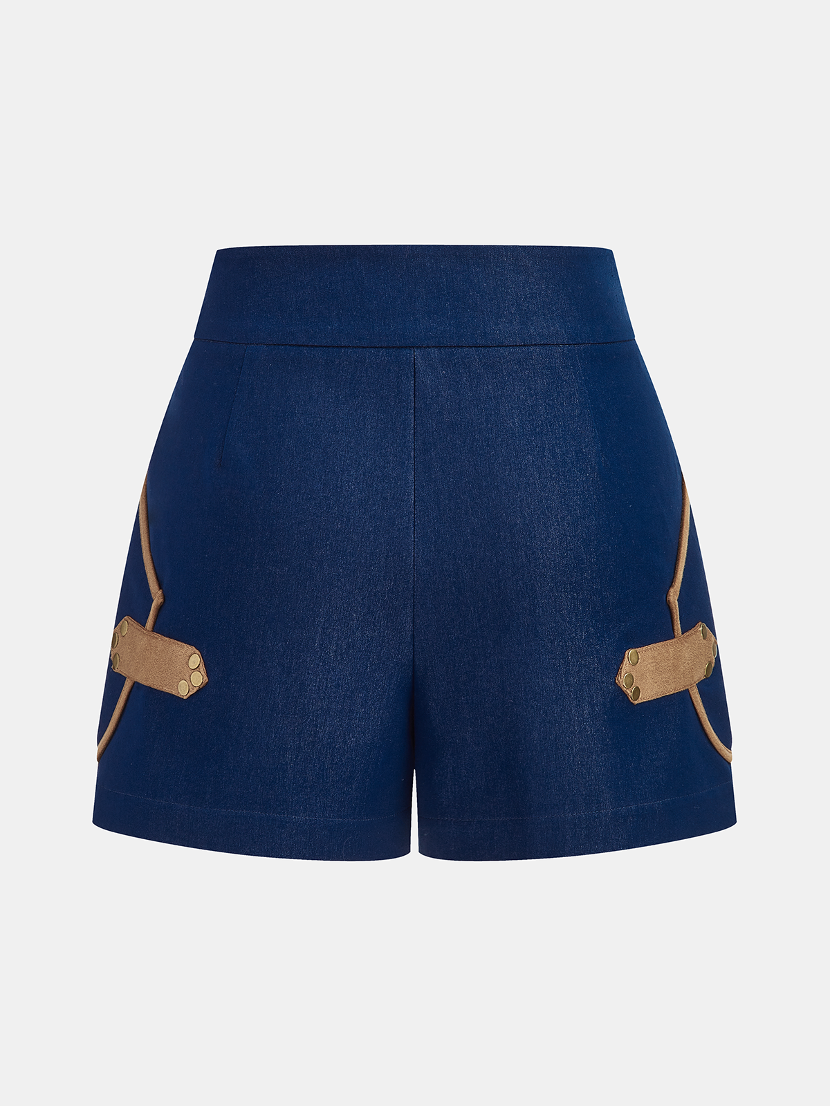 Shorts mit Gürtel und Lederbesatz