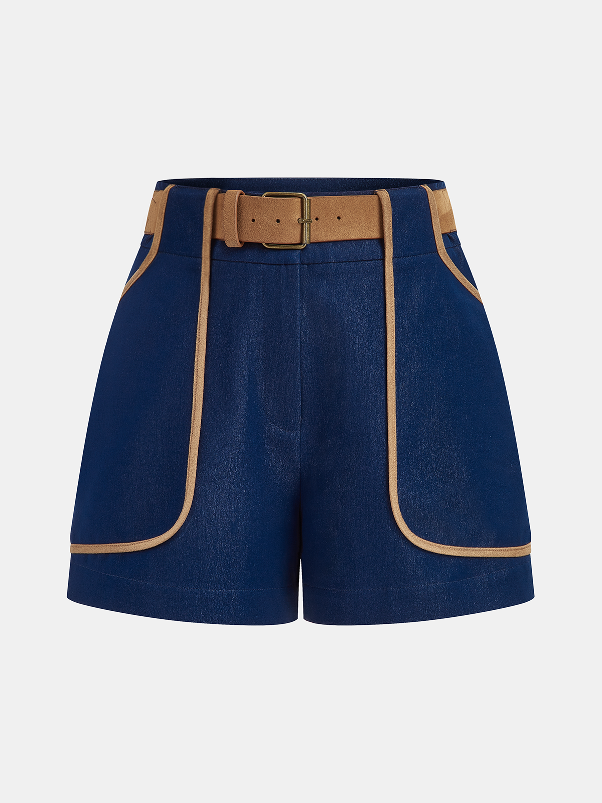 Shorts mit Gürtel und Lederbesatz