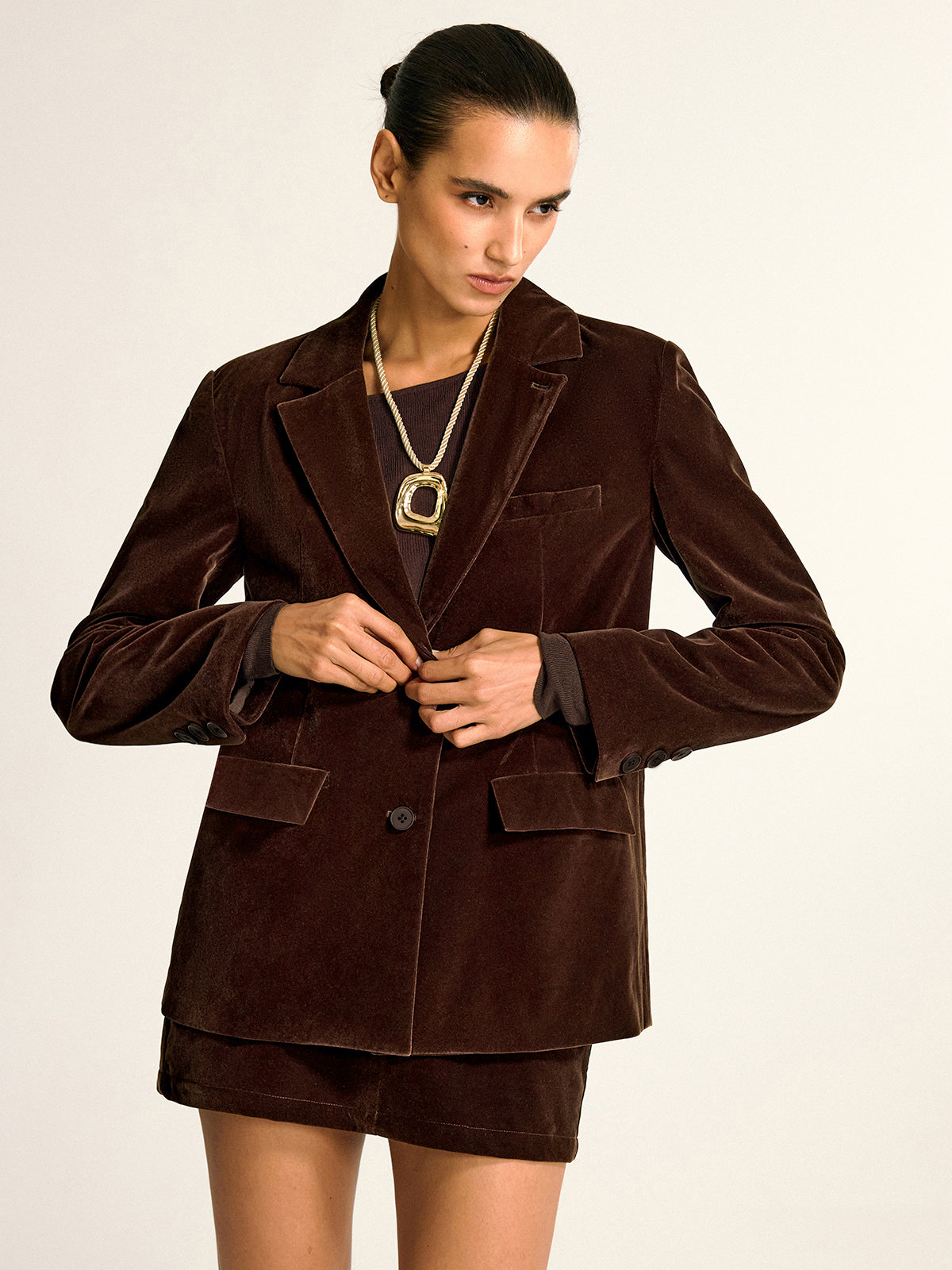 Blazer en velours à col châle