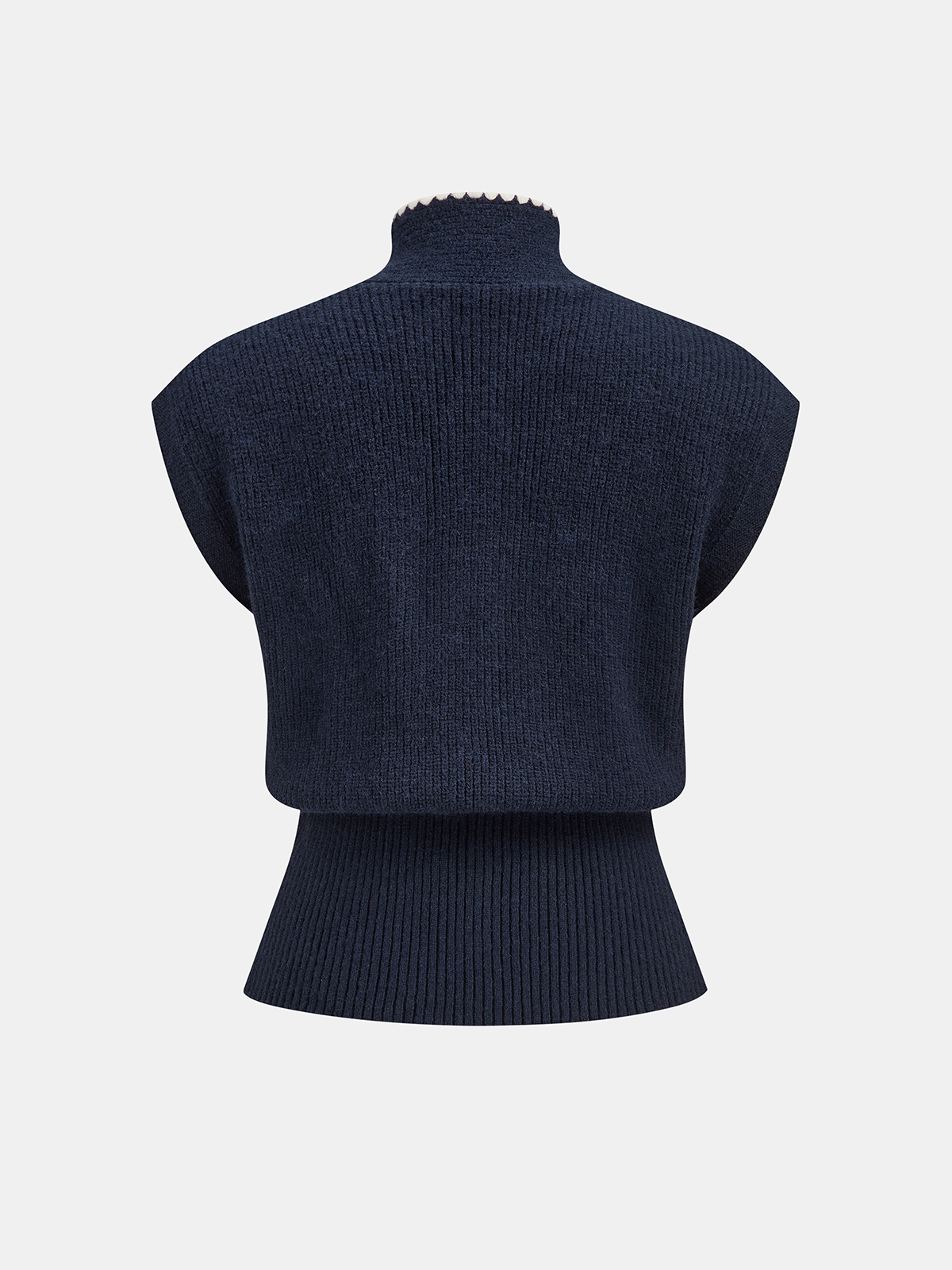 Strickweste mit Kontrastbesatz und Bindekragen