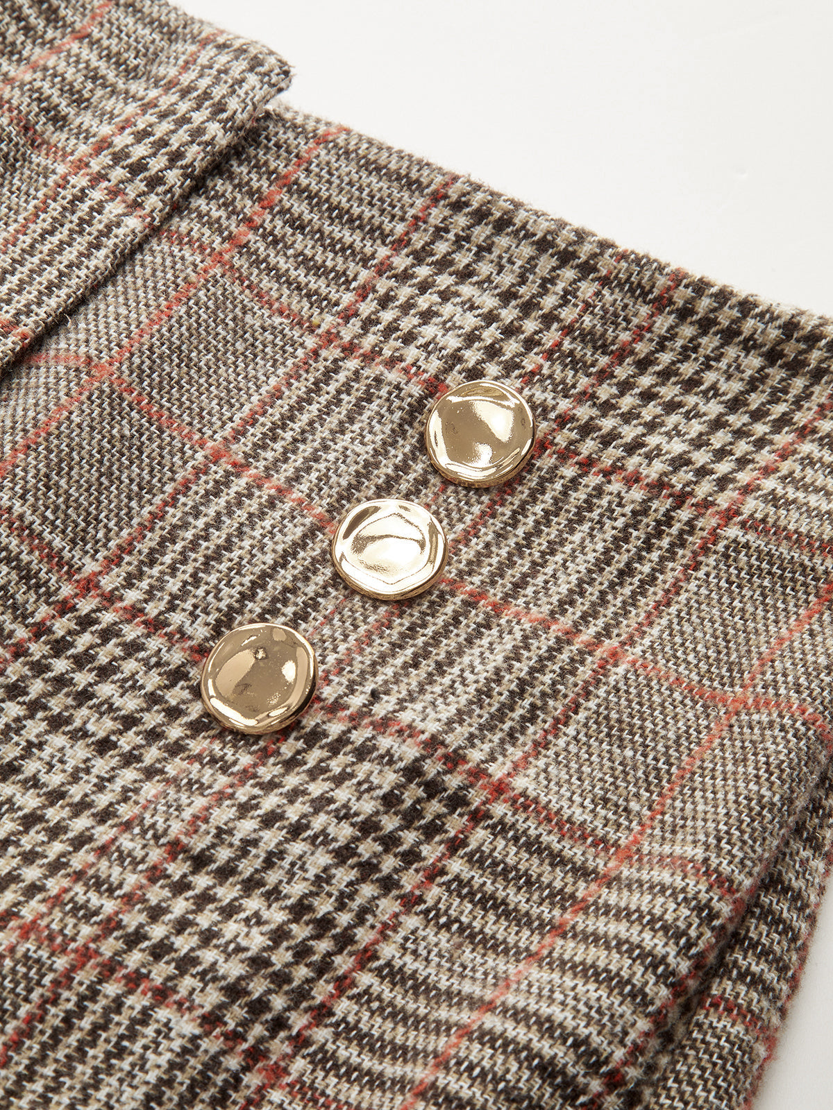 Metall-Detail-Schlitz-Plaid-Hose mit weitem Bein
