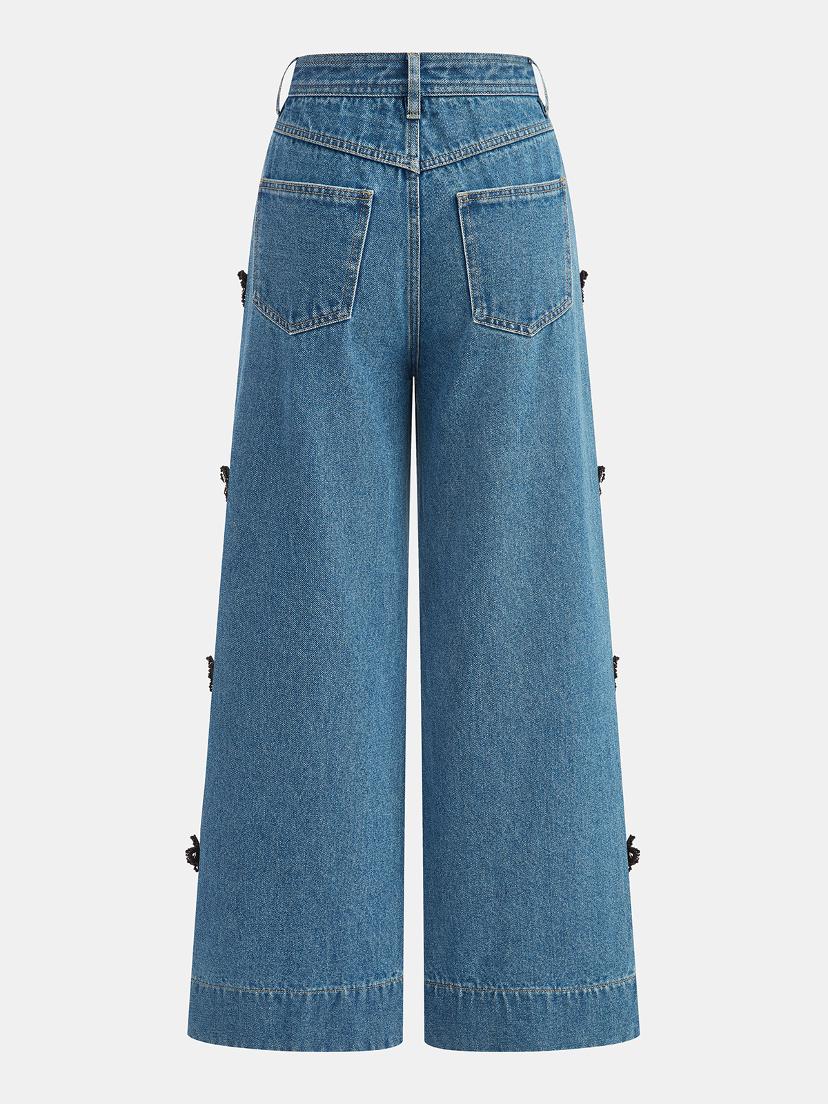 Jeans mit weitem Bein und Schleifendetail