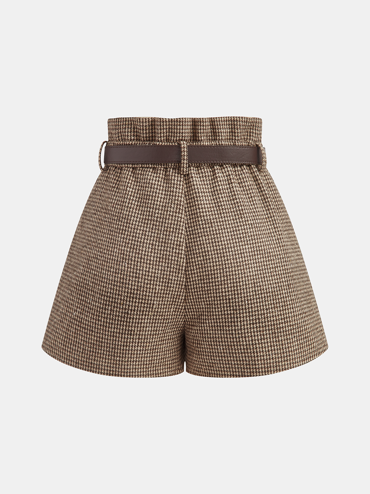 Gürtel-Shorts aus Hahnentritt-Tweed