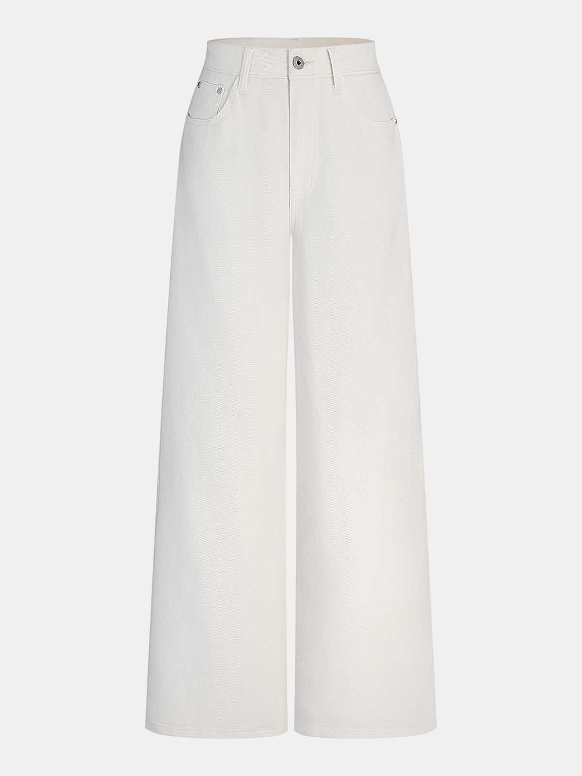 Denim Mid-Waist Wide-Leg Pants