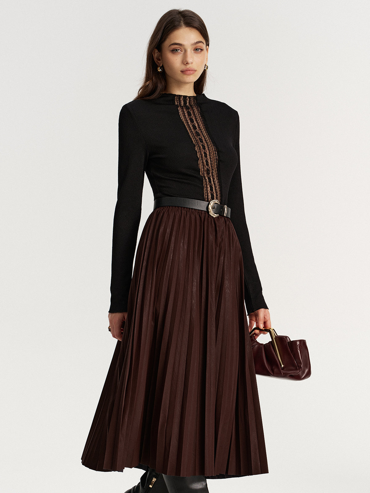 Lace Panel Textured Top