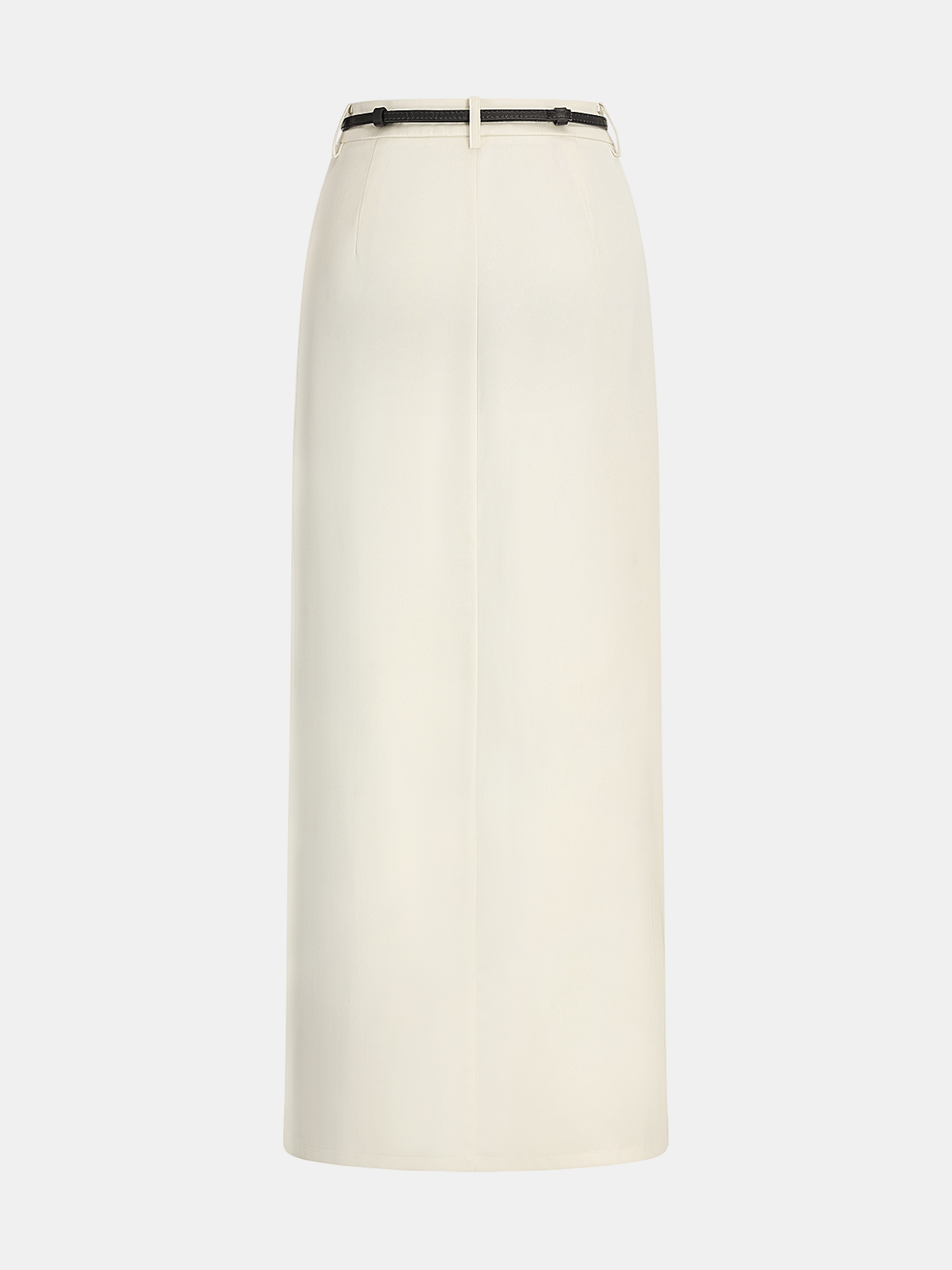 Belted Satin Straight Maxi Skirt