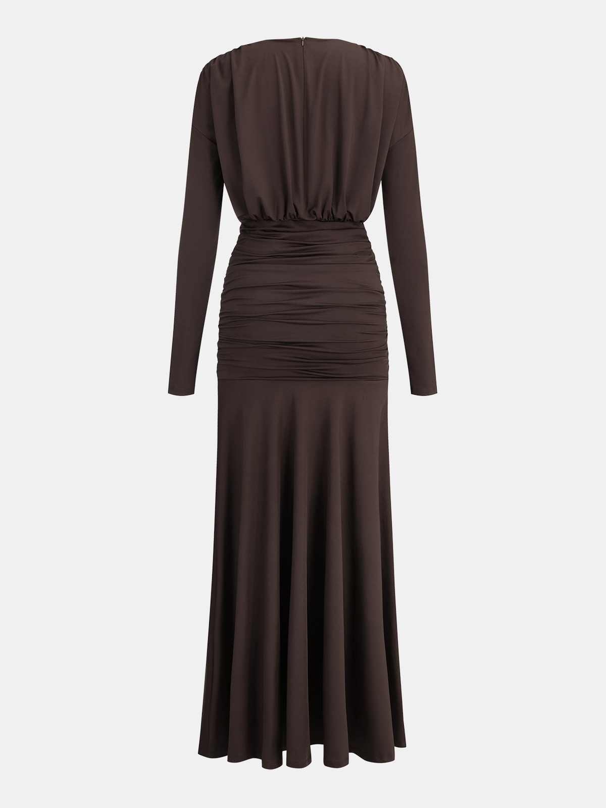 Robe longue sirène à manches longues avec taille froncée