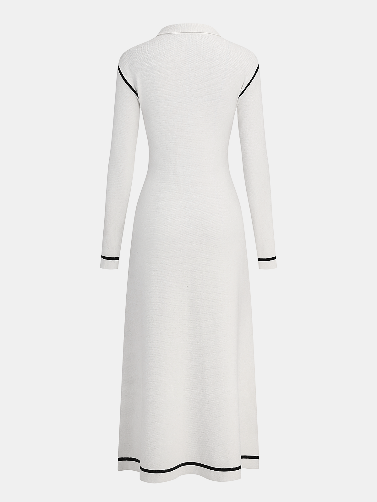 Contrast Trim Knit Shirt Dress