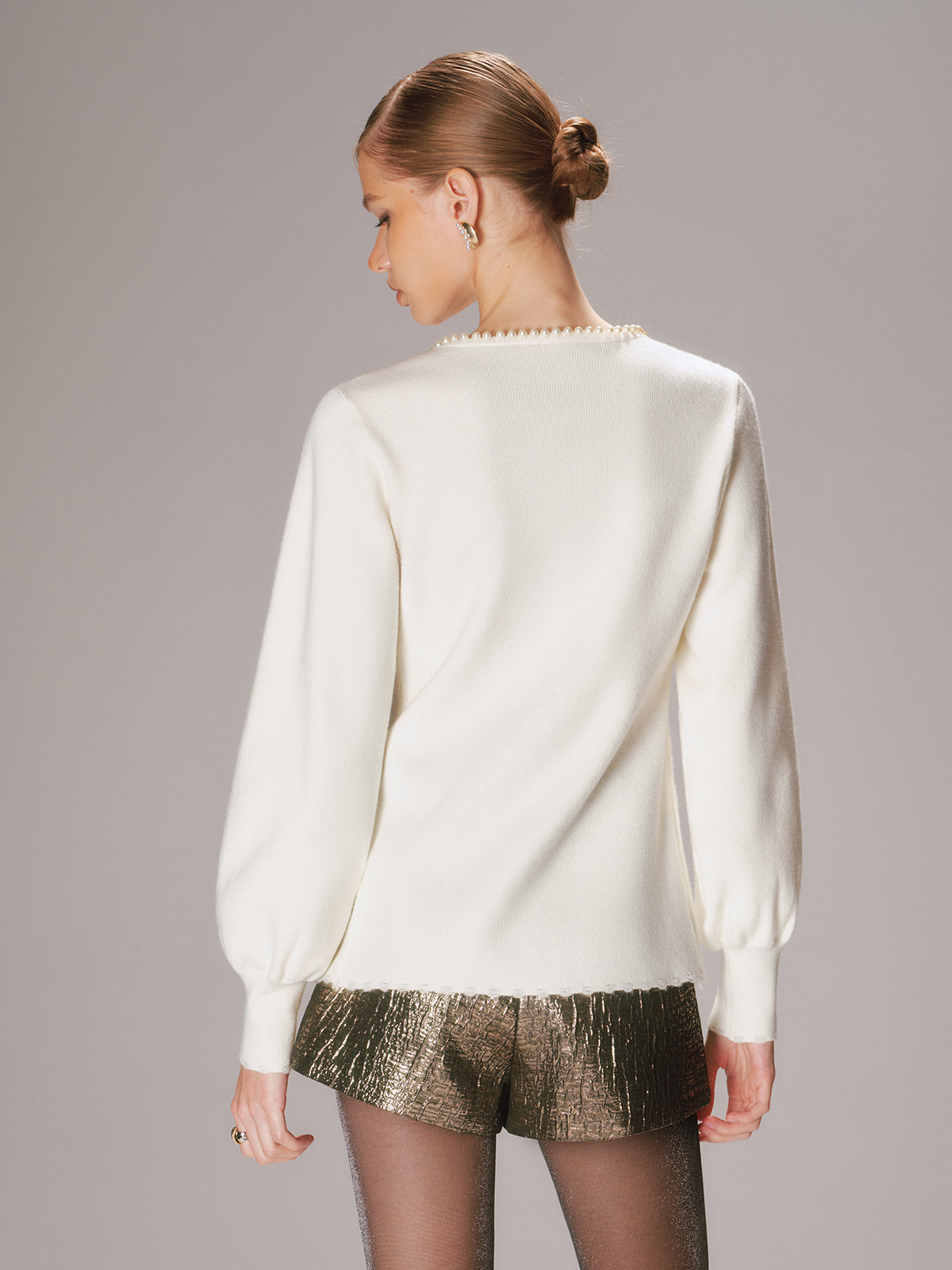 Gilet en tricot avec perles