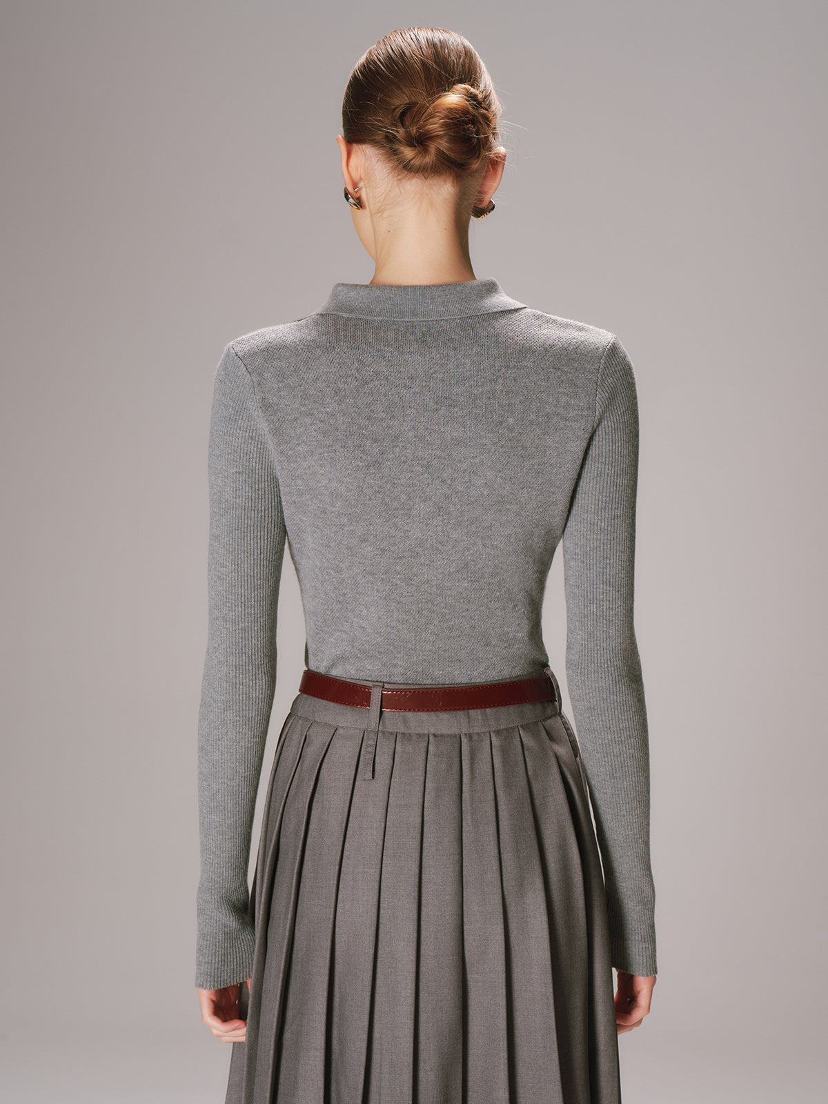 Haut en maille polo mélangée de laine Argyle