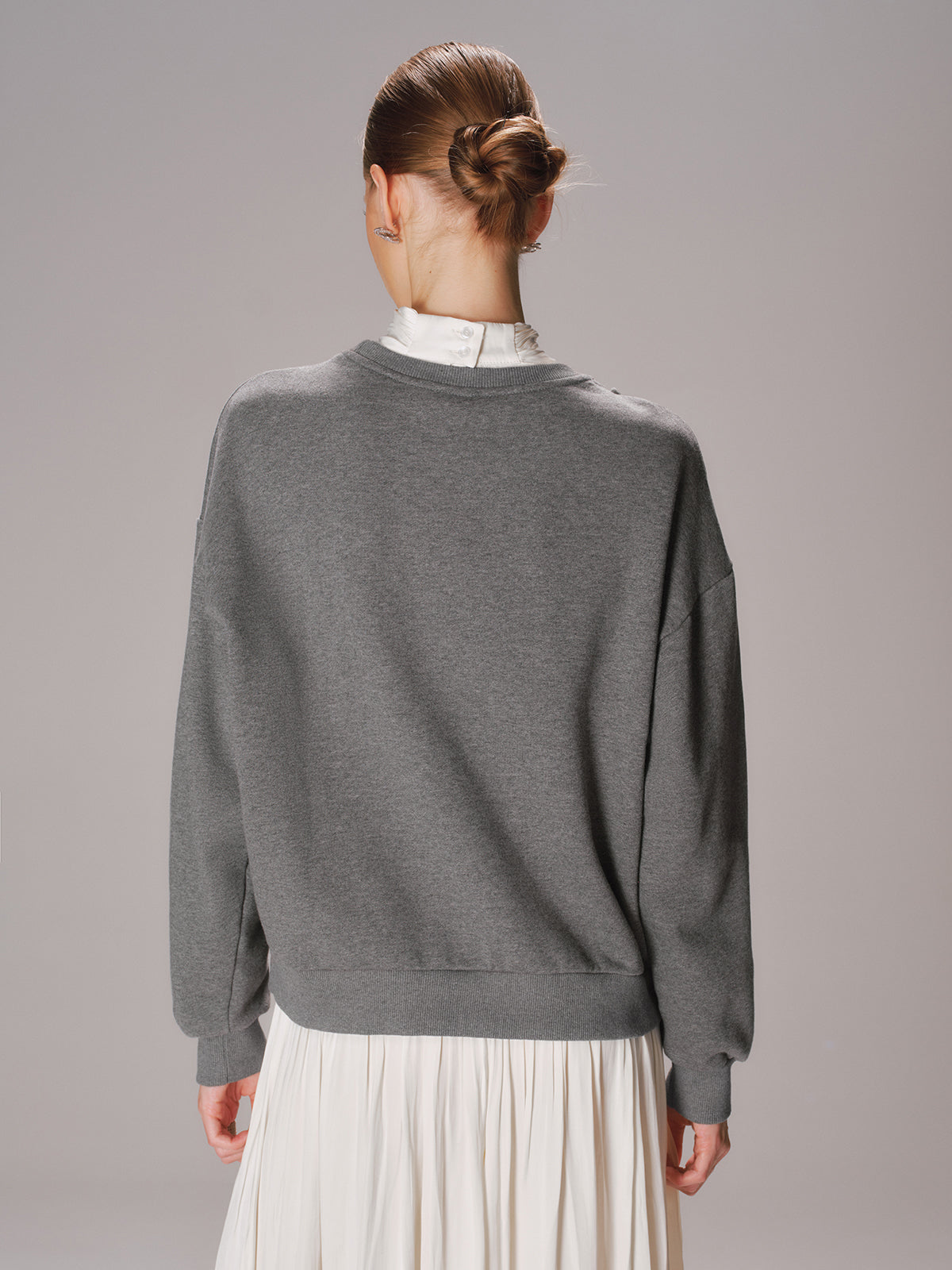Übergroßes Rundhals-Sweatshirt mit Schleife