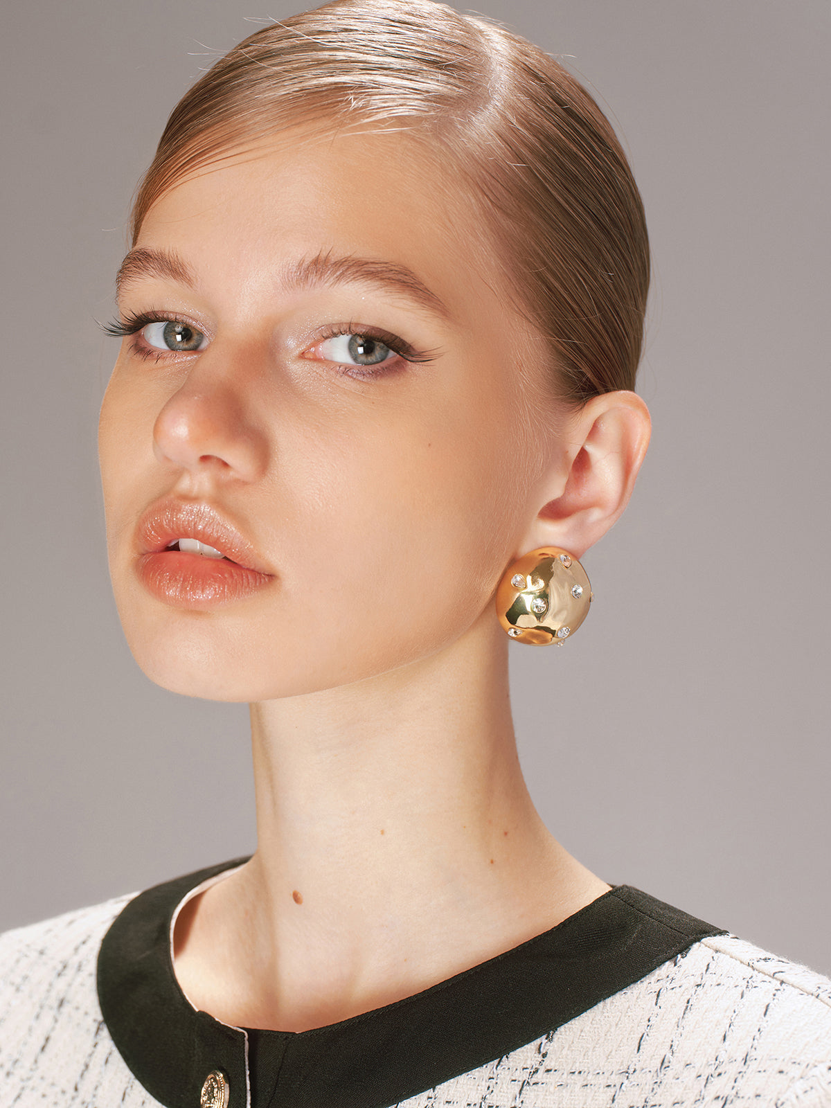 Boucles d'oreilles clous en cristal sphérique