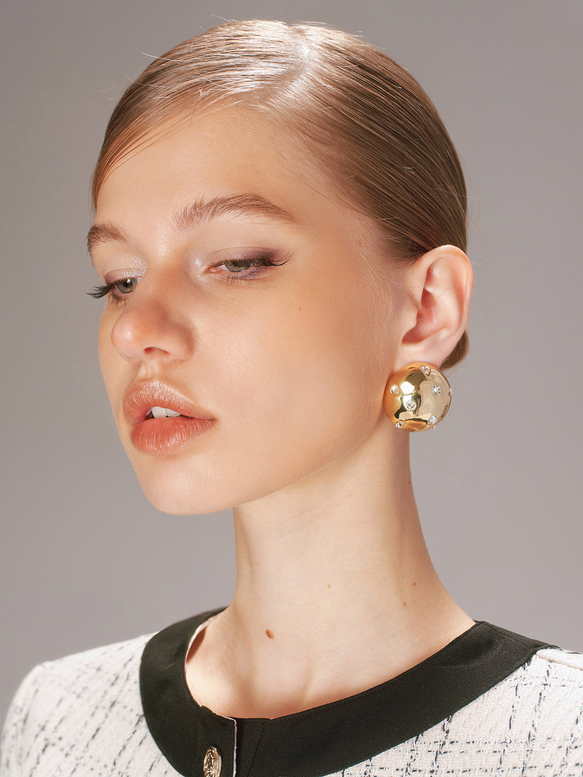 Boucles d'oreilles clous en cristal sphérique