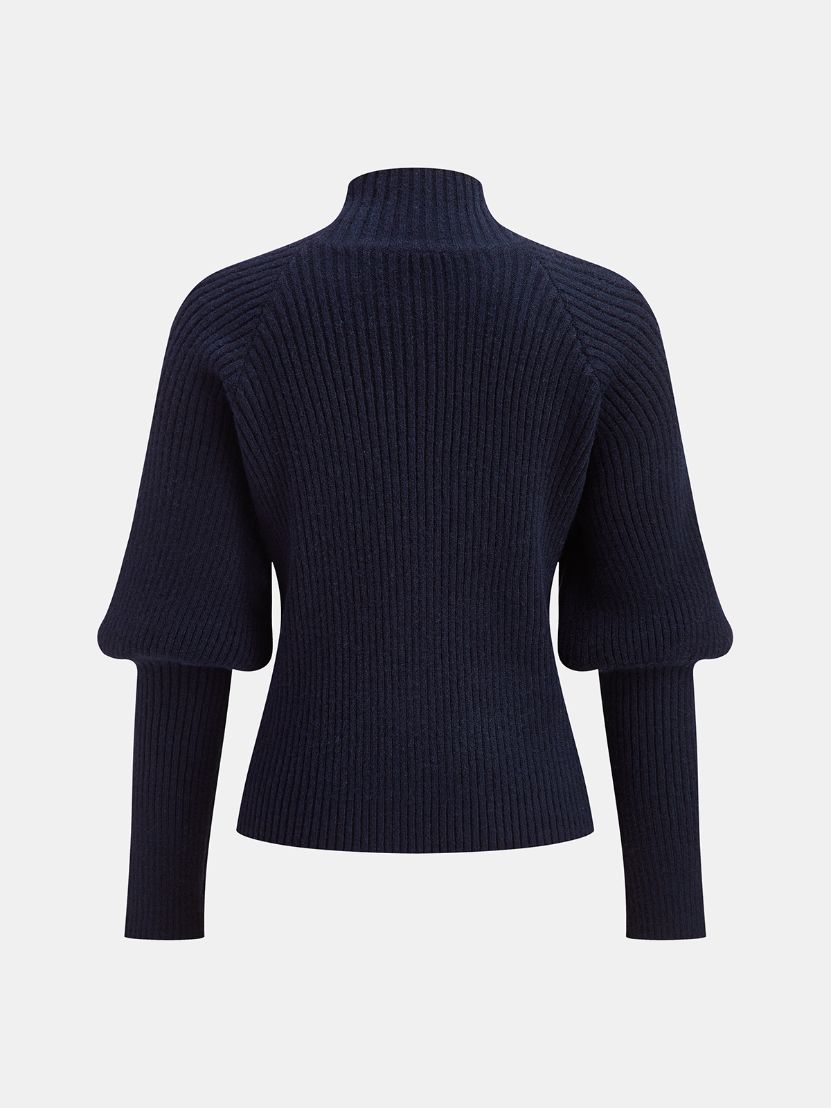 Metal Detail Mock Neck Puff Sleeve Sweater