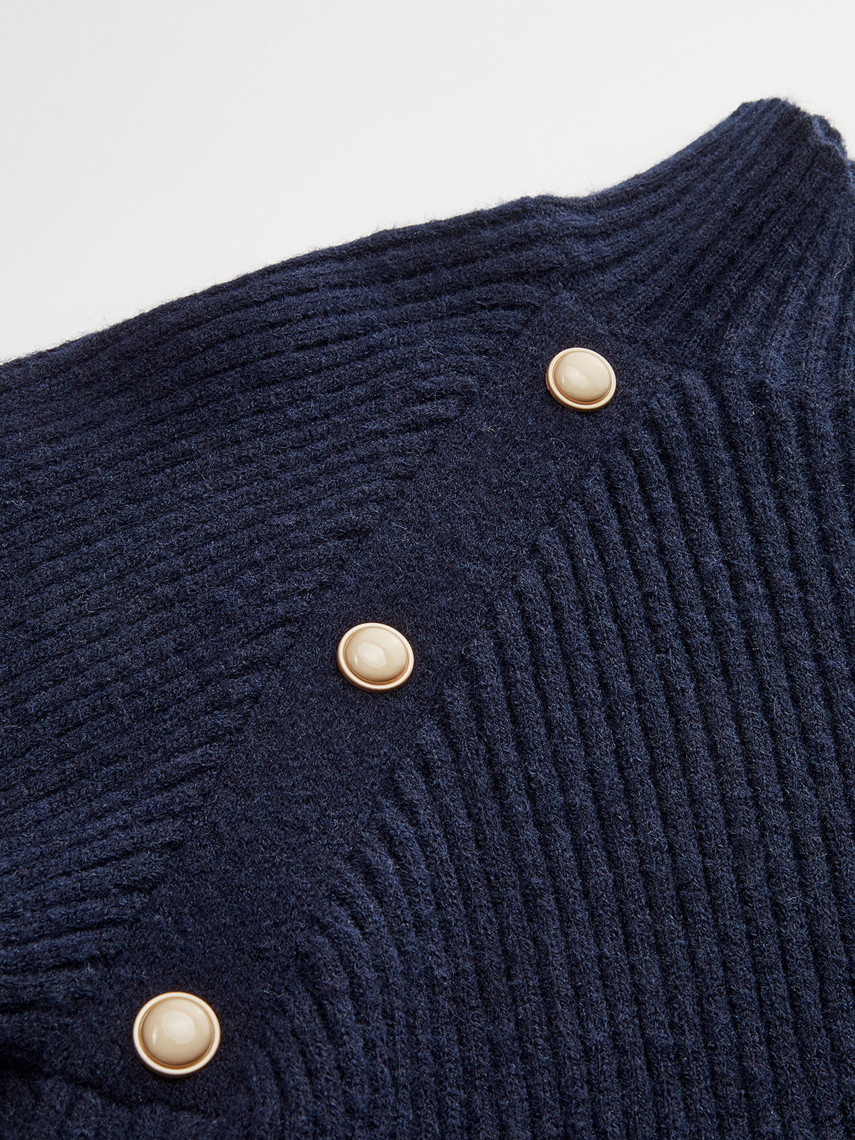 Metal Detail Mock Neck Puff Sleeve Sweater