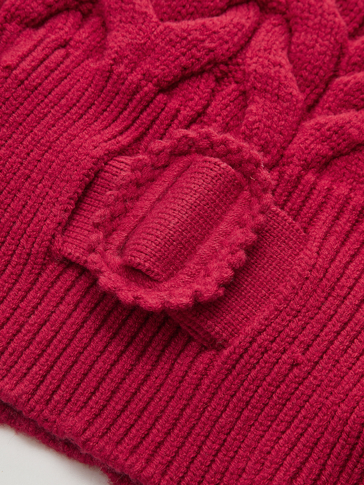 Turtleneck Cable Knit Short Sleeve Belted Sweater